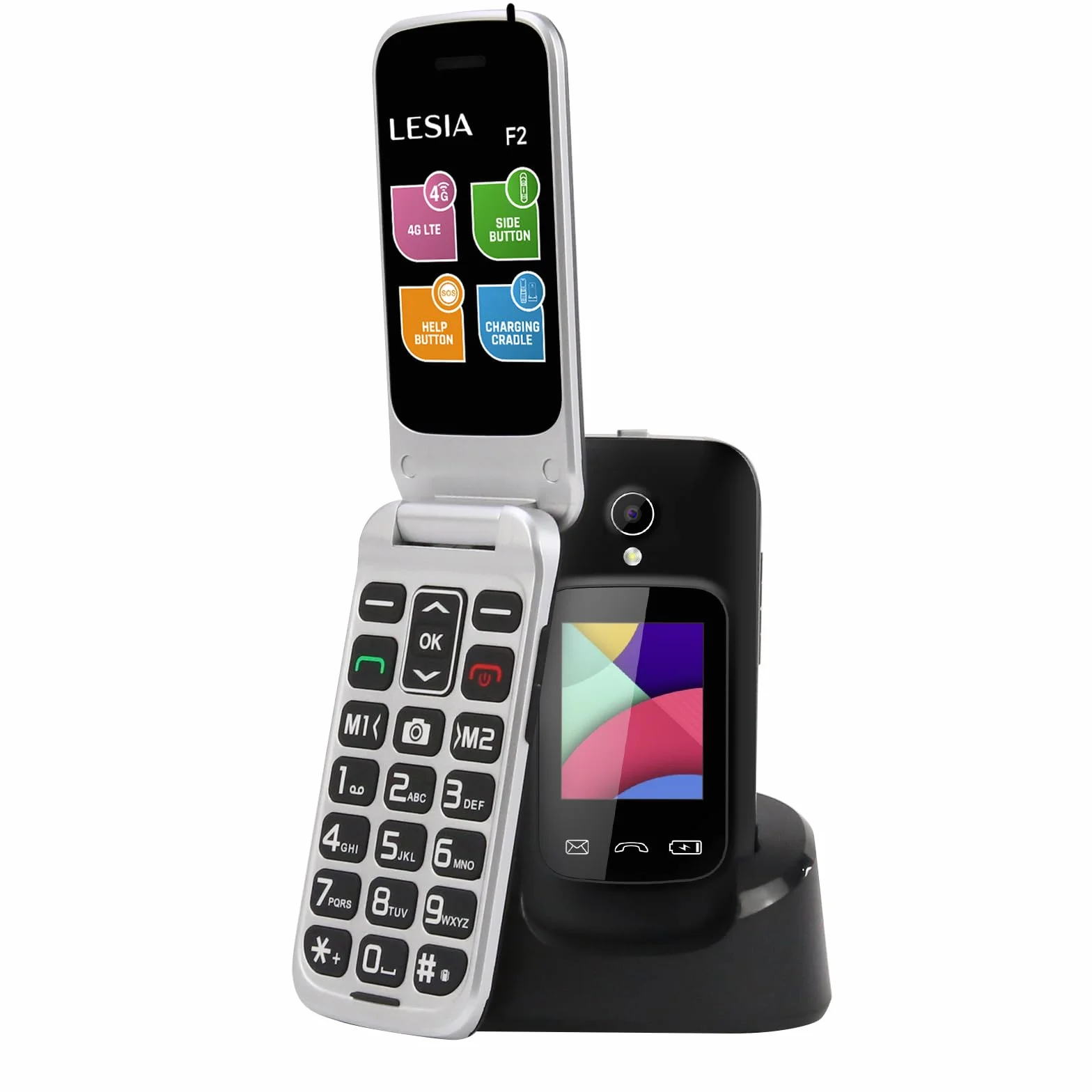 Telefon komórkowy z klapką dla seniorów 4G LTE duże przyciski podwójny ekran 6.1 cm 4.5 cm odblokowany