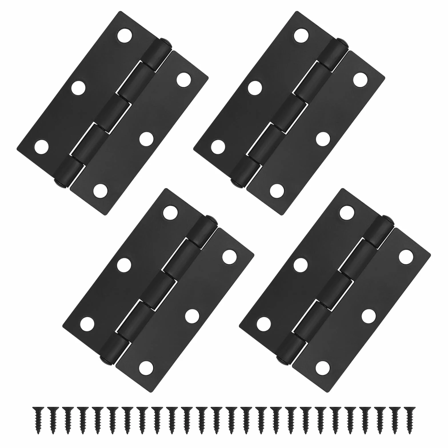 Zawiasy drzwiowe 4 szt., 75 mm, zawias do drzwi szafki z 24 czarnymi śrubami, zawiasy drzwiowe, wewnętrzne, do mebli domowych, drewniane, czarne zawiasy drzwiowe