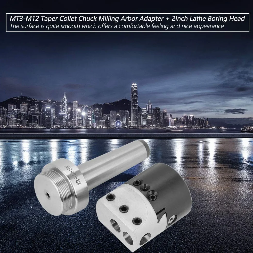 MT3-M12 Taper Collet Chuck Głowica Wytaczająca Mt3 Uchwyt Twarzy Arbor Adapter Narzędzia Frezarskie CNC + 2 Cal Tokarka Wytaczająca Głowica