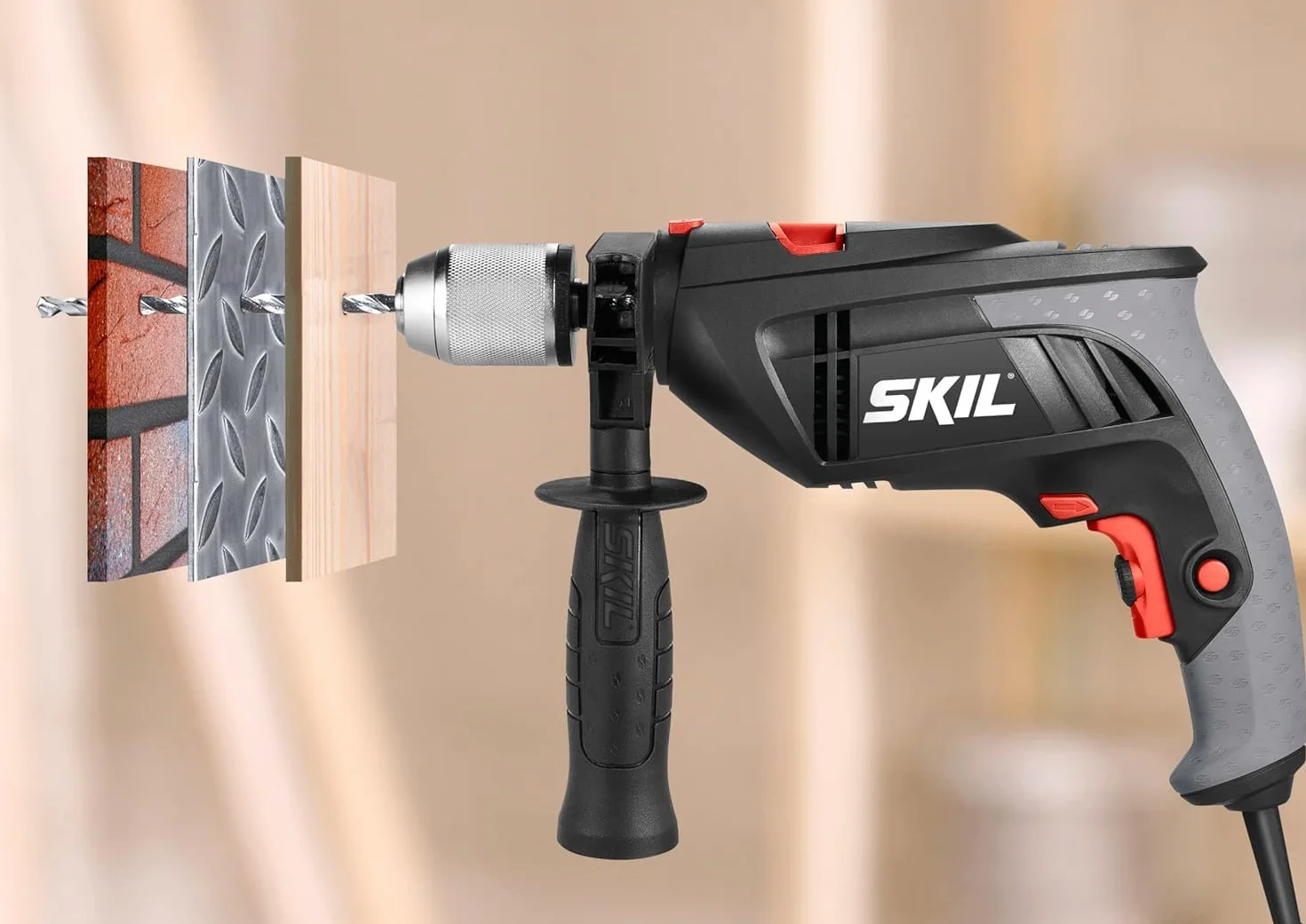 SKIL 6398 AA wiertarka udarowa (1000 W, funkcja biegu lewoskrętnego, średnica uchwytu wiertarskiego 13 mm) F0156398AA