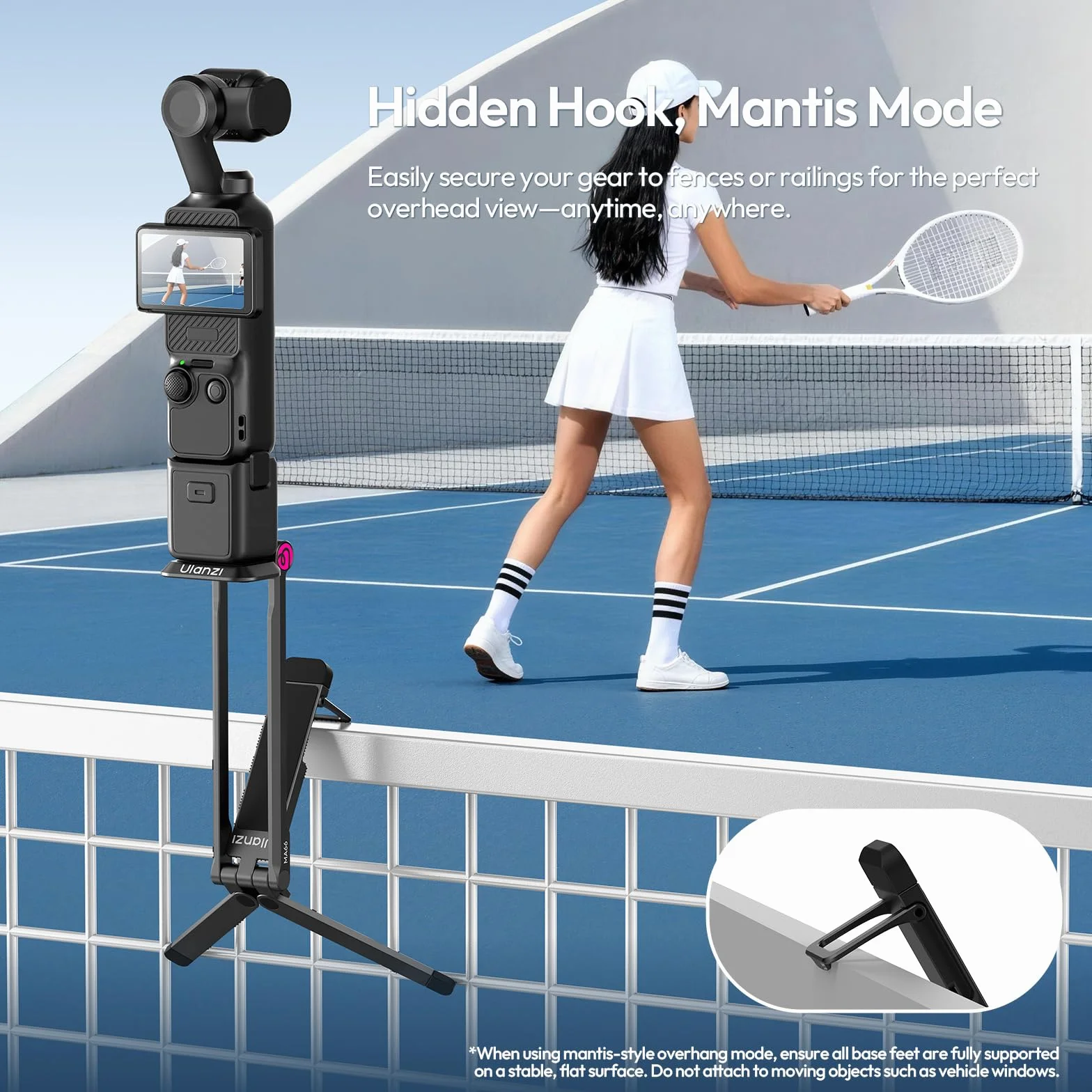 ULANZI MA66 Statyw fotograficzny kompatybilny z DJI OSMO Pocket 3, szybkozłączka 1/4 cala, składany magnetyczny kij do selfie
