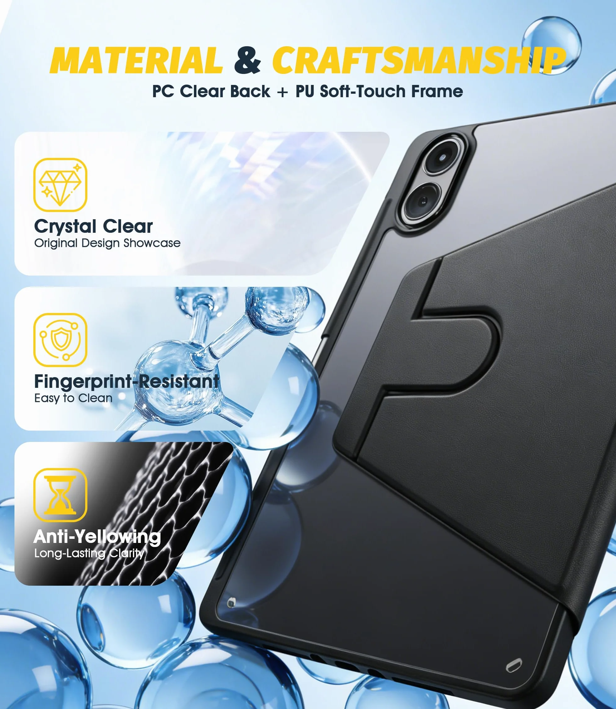 NEWZEROL Etui + 2 osłony ekranu ze szkła hartowanego kompatybilne z Xiaomi Redmi Pad 2 Pro 12,1 cala, ultracienka folia ochronna 9H, odporna na zarysowania, obracana o 360°