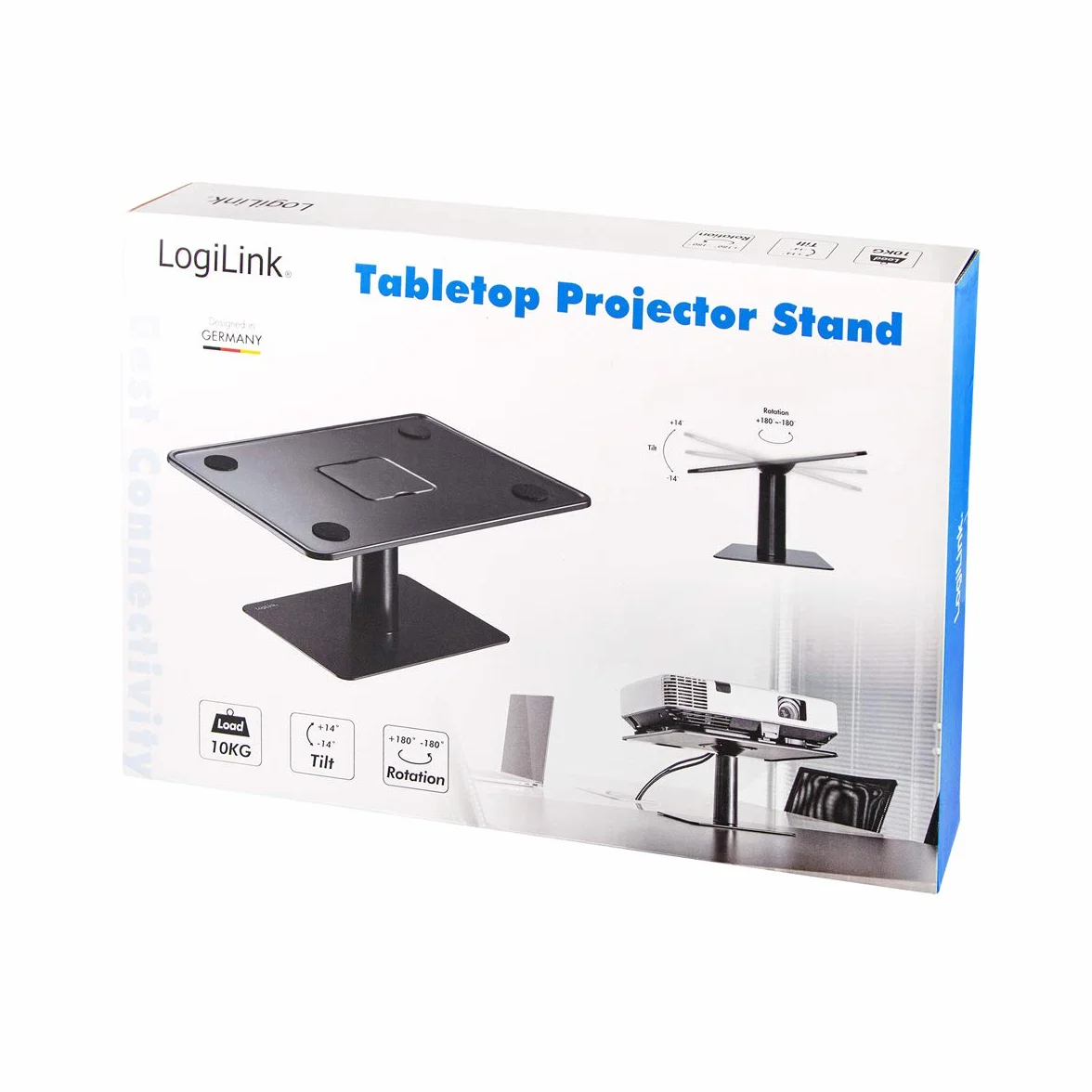 LogiLink BP0142 - stojak na projektor stołowy z przegubem kulowym (obracanie i przechylanie) zapewnia wygodną i elastyczną prezentację, maks. 10 kg, czarny