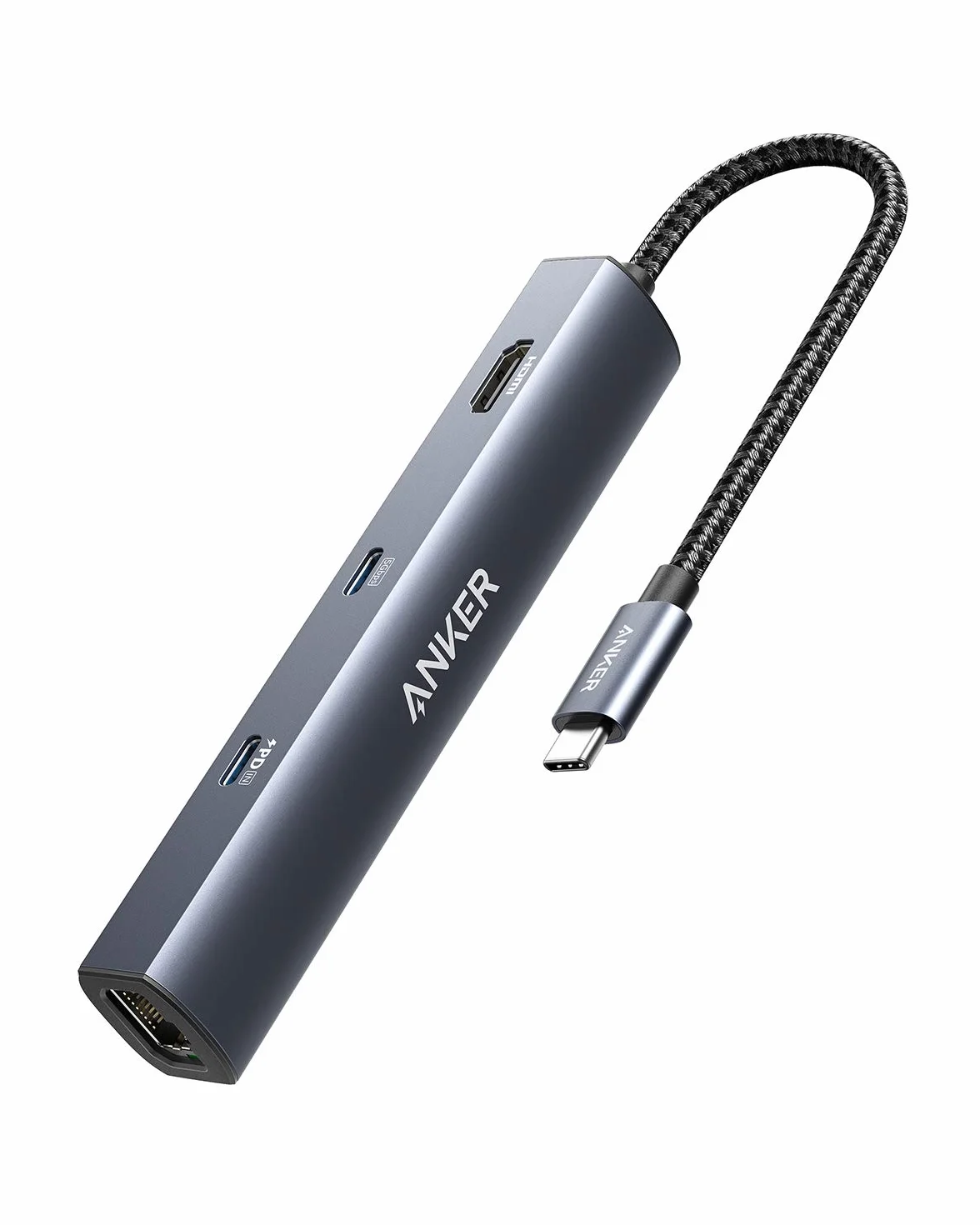 Anker PowerExpand 6-in-1 Ethernet Adapter, PD Hub, 65 PD, 4K HDMI, 1Gbps Ethernet, Daten, 2 USB 3.0 Datenports, kompatibel mit MacBook Pro, MacBook Air, iPad Pro, XPS
