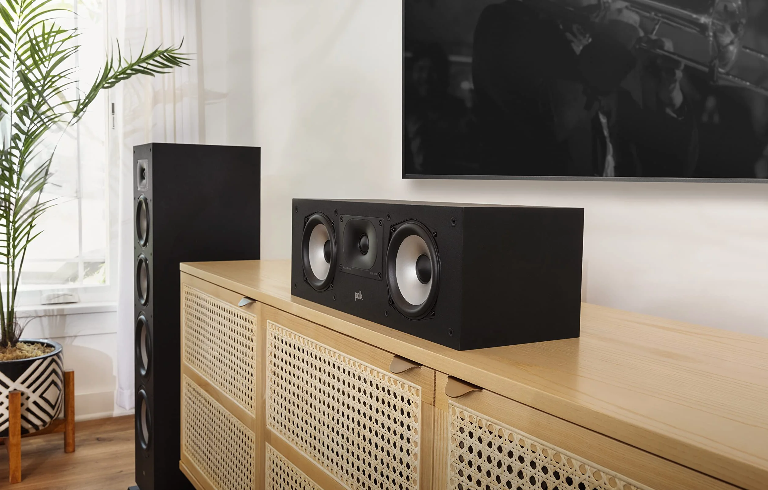 Polk Audio Monitor XT30BK głośnik centralny, certyfikat Hi-Res, kompatybilny z Dolby Atmos i DTS:X (sztuka), Czarny