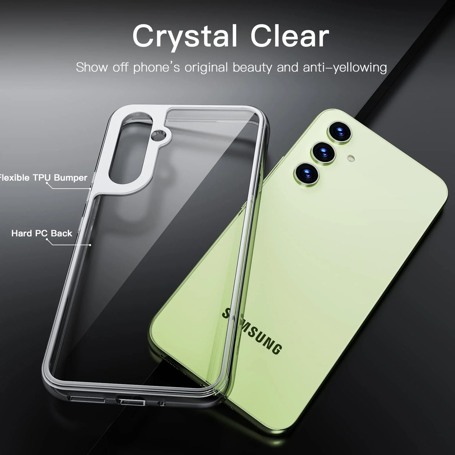 JETech Etui dla Samsung Galaxy A54 5G 6,4 Cala, Nie Żółknie Odporny na Wstrząsy Pokrowiec Ochronny, Odporne na Zarysowania, Twardy Tył PC (Przezroczyste)