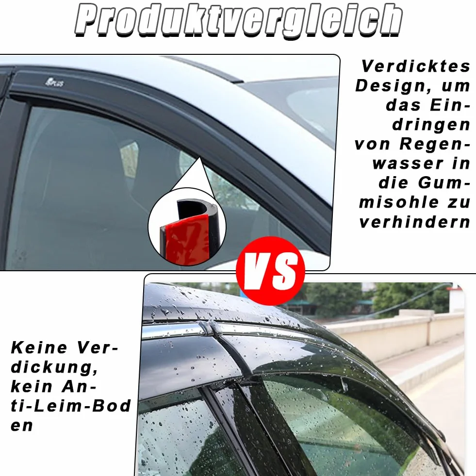 Abnaok J Shape Rynna przeciwdeszczowa z zamkiem błyskawicznym, 5 m, do samochodu, 5 m, do samochodu, ciężarówki, przyczepy kempingowej, łodzi, samochodu, vana, drzwi i okien (czarna)