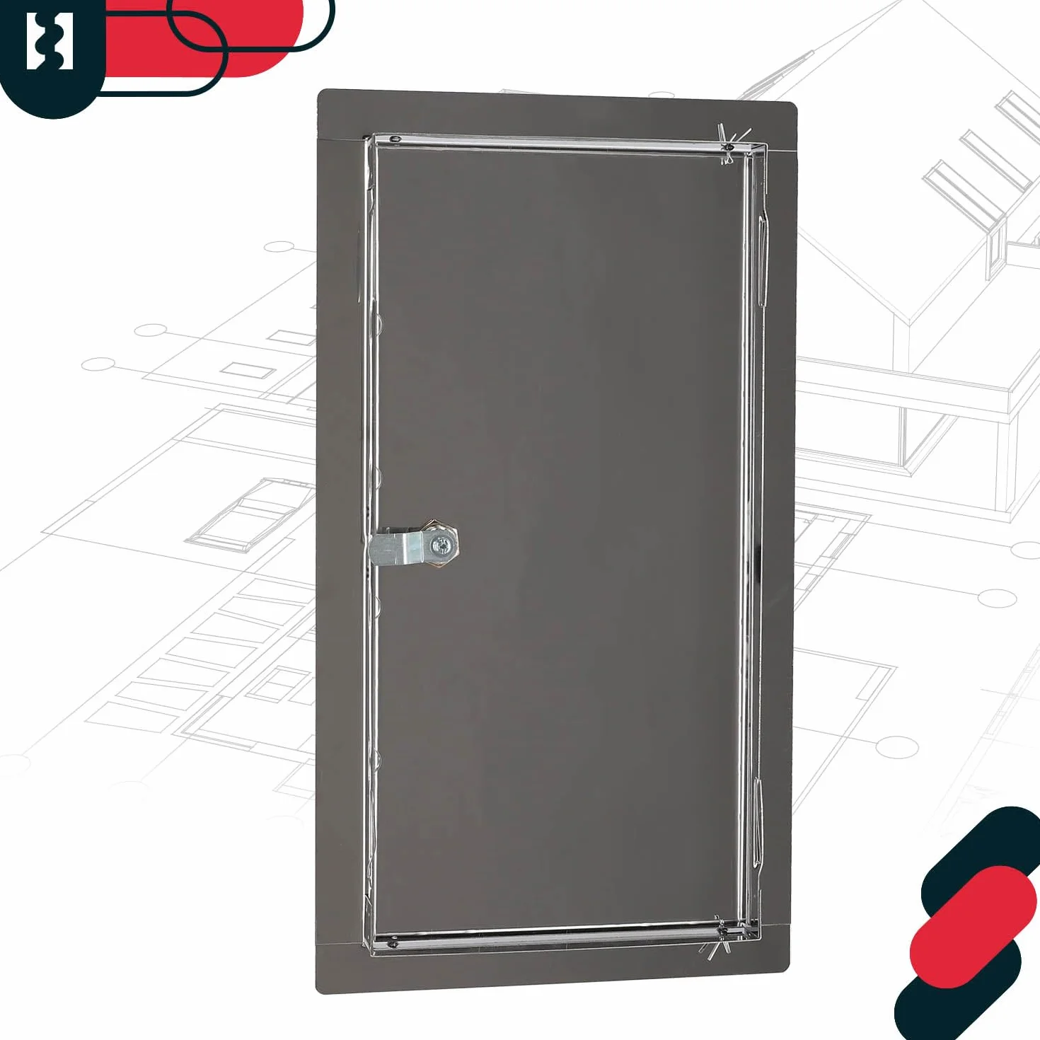 KOTARBAU® Drzwiczki Rewizyjne na Klucz - 30 X 60 CM - Drzwiczki Rewizyjne z Zamkiem - Stal Nierdzewna - Metalowe - Srebrne