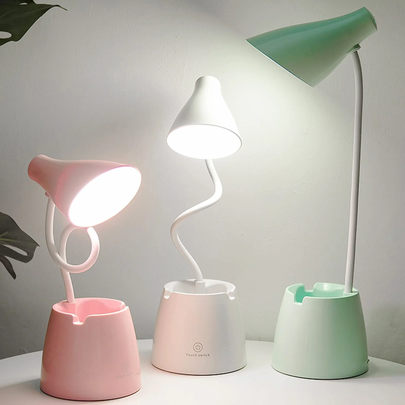 Molbory lampa biurkowa dla dzieci, ściemniana, 24 diody LED, przyjazna dla oczu, 3 poziomy jasności, ładowanie przez USB, przełącznik dotykowy, lampka biurkowa dla dzieci do czytania, nauki, pracy