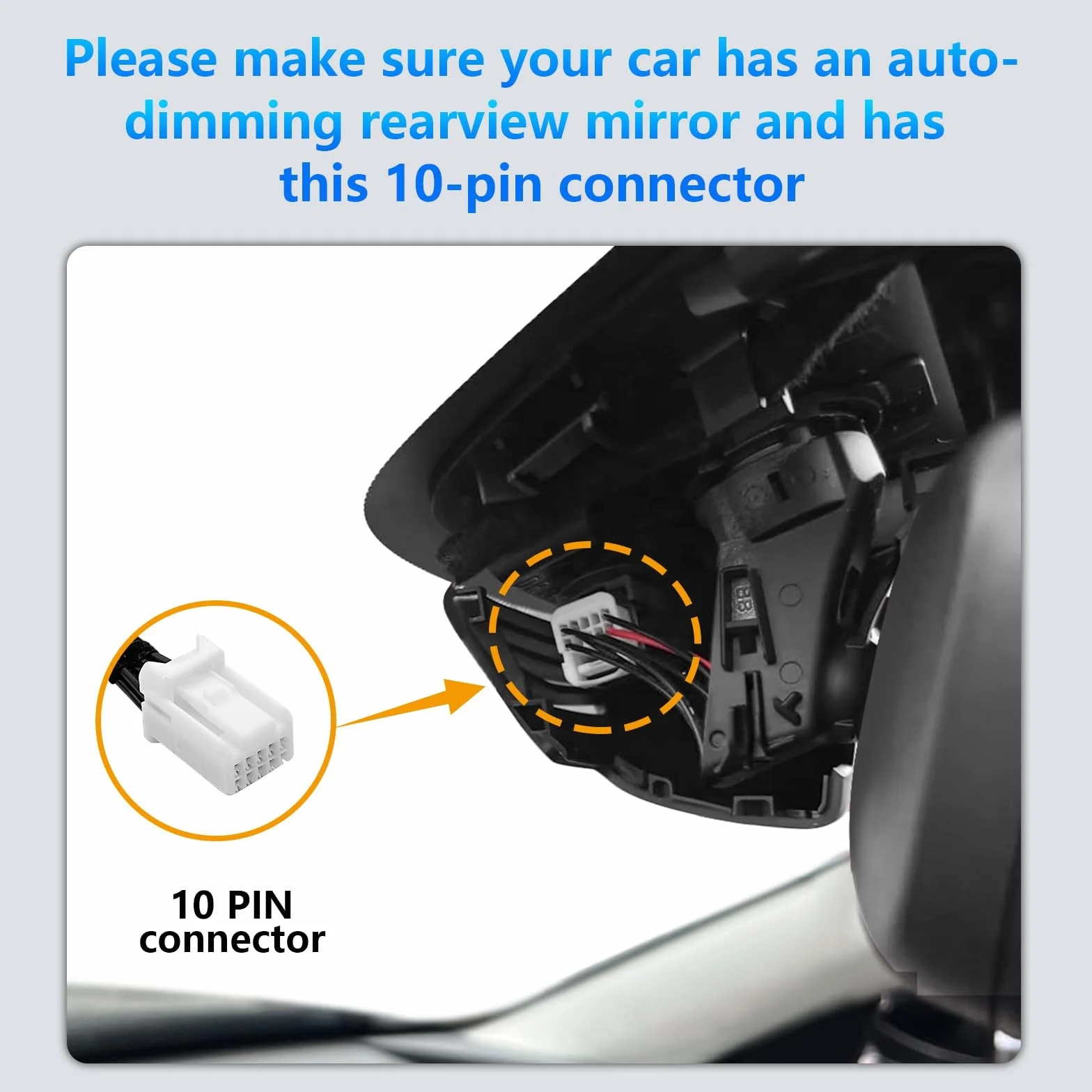 Mazda Dashcam Power Adapter 10 Pin Model A for CX3 CX5 CX9 CX30 CX50 MX30 Auto-Dimming Rearview Mirror