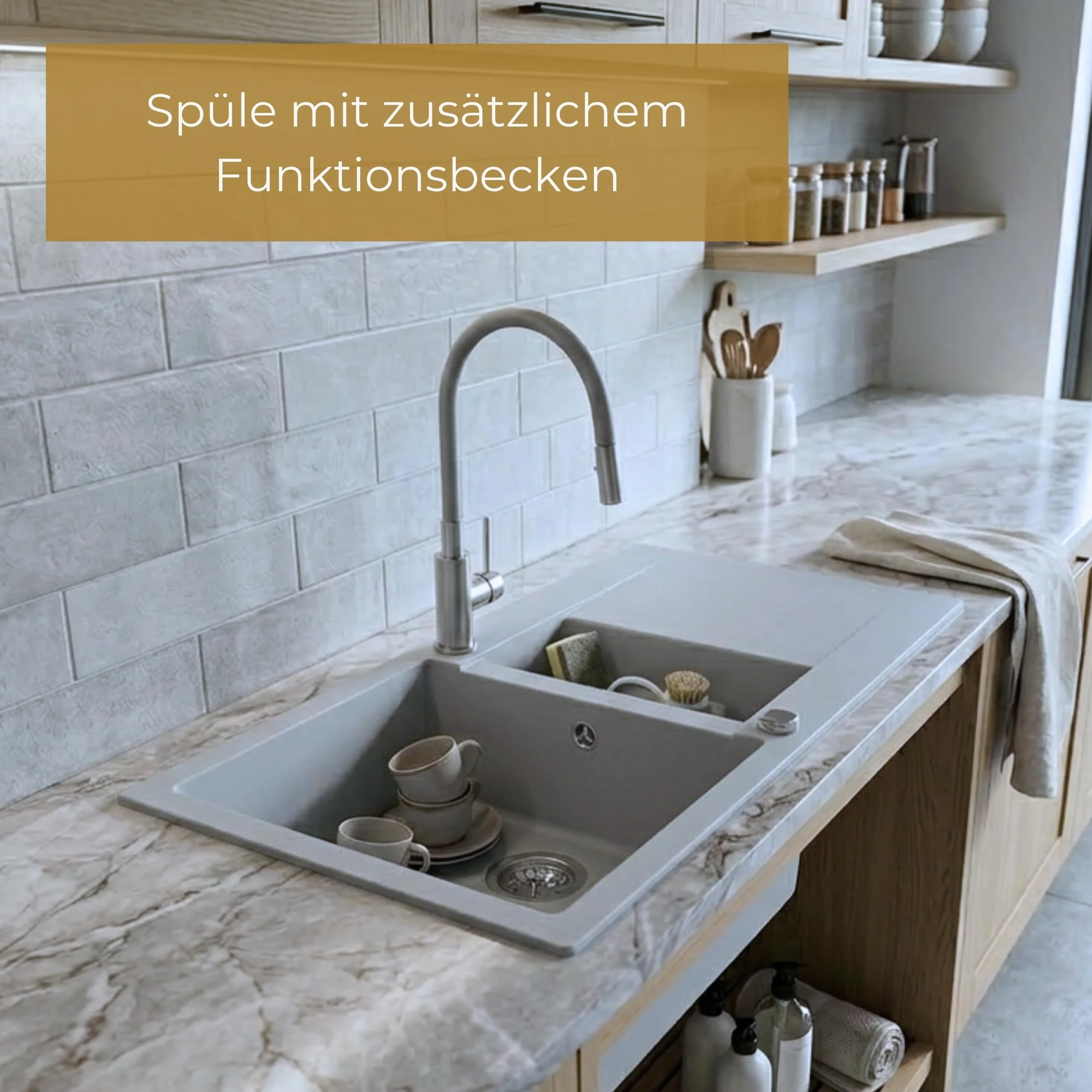 SINK Quality zlewozmywak szary, 79 x 50 cm, zlewozmywak granitowy 1,5 umywalka, zlewozmywak z syfonem i środkiem impregnującym, zlewozmywak kuchenny od szafki pod umywalkę 50