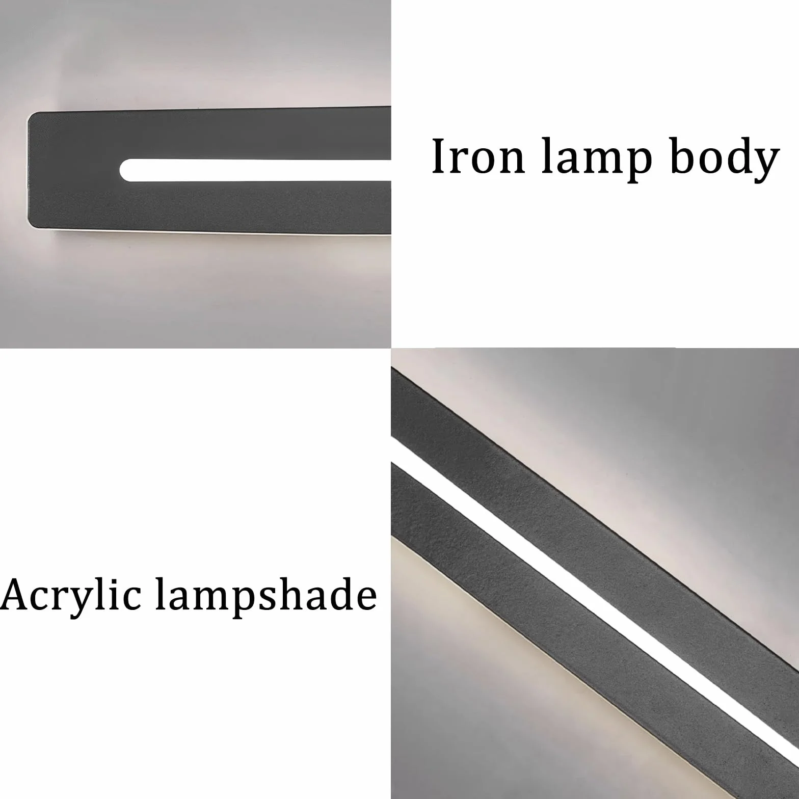 LED Kinkiety ścienne nowoczesne minimalistyczne długie kinkiety metalowe akrylowe wewnętrzne oświetlenie do sypialni nocnej salonu schody korytarz (czarny neutralny światło, 180 cm)