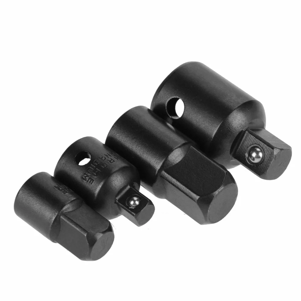 Zestaw adapterów nasadowych i reduktorów ze stali chromowo-wanadowej – 1/10.2 cm, 3/20.3 cm, 1/5.1 cm, adapter klucza grzechotkowego, zestaw do konwersji rozszerzeń (czarny)