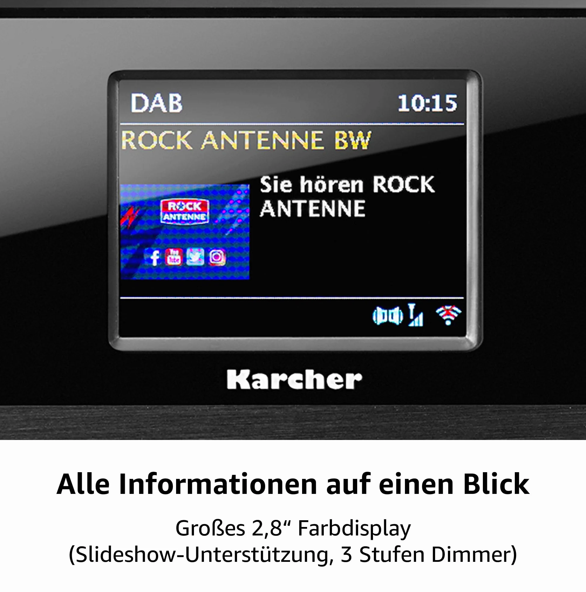Karcher DAB 9000CDi radio internetowe z odtwarzaczem CD DAB+ UKW-RDS Wi-Fi Bluetooth USB AUX-IN budzik podwójny alarm subwoofer czarny