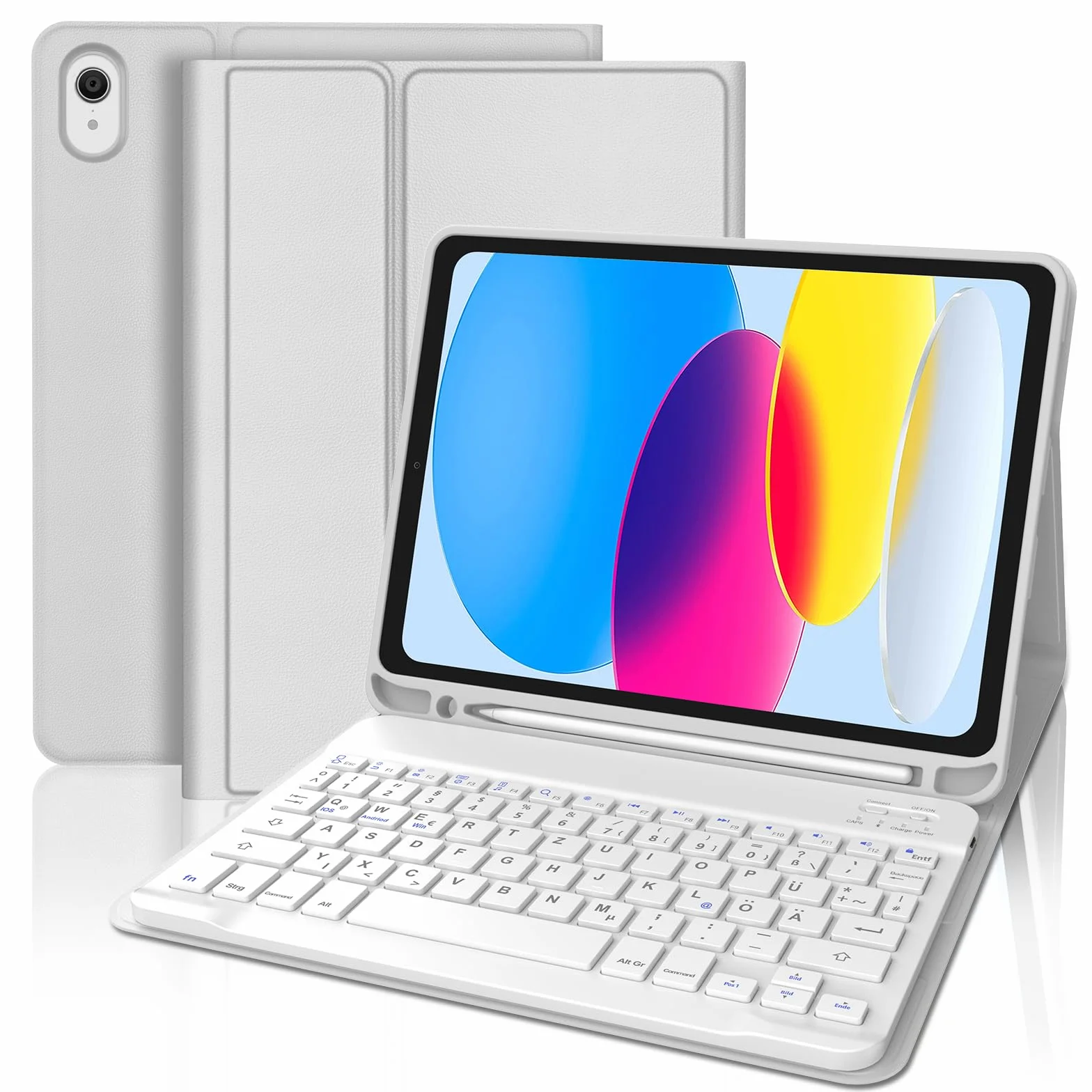 SENGBIRCH Etui z klawiaturą do iPad 10. generacji 10.9" Bluetooth QWERTZ jasnoszare