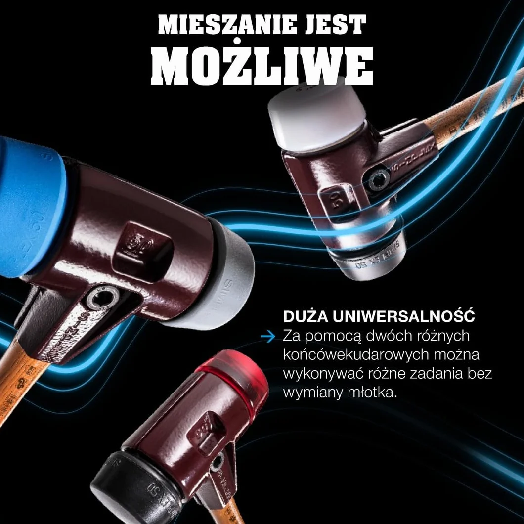 Simplex młotek ochronny, TPE-soft/Superplastik; z obudową z żeliwa ciągliwego i wysokiej jakości drewnianym trzonkiem | śr. = 40 mm | 3017.040