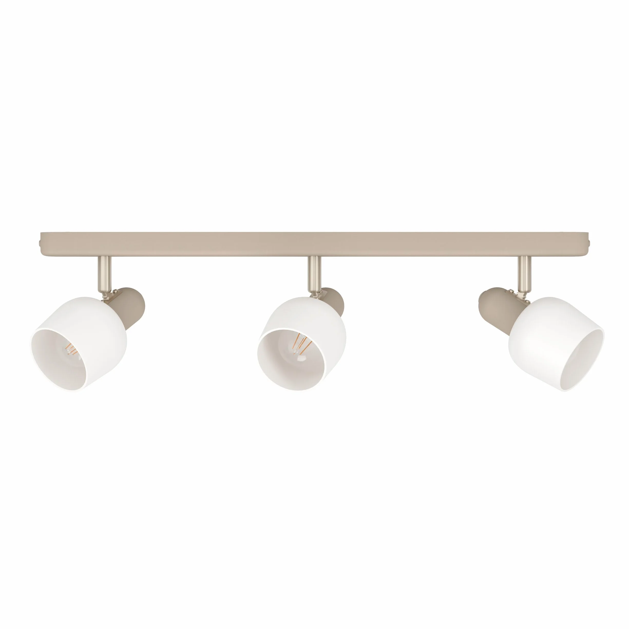 EGLO Corato 3-punktowa lampa sufitowa z obrotowymi reflektorami, z metalu w kolorze piaskowym i matowym niklowym, szkło w kolorze białym, lampa sufitowa z oprawą E14