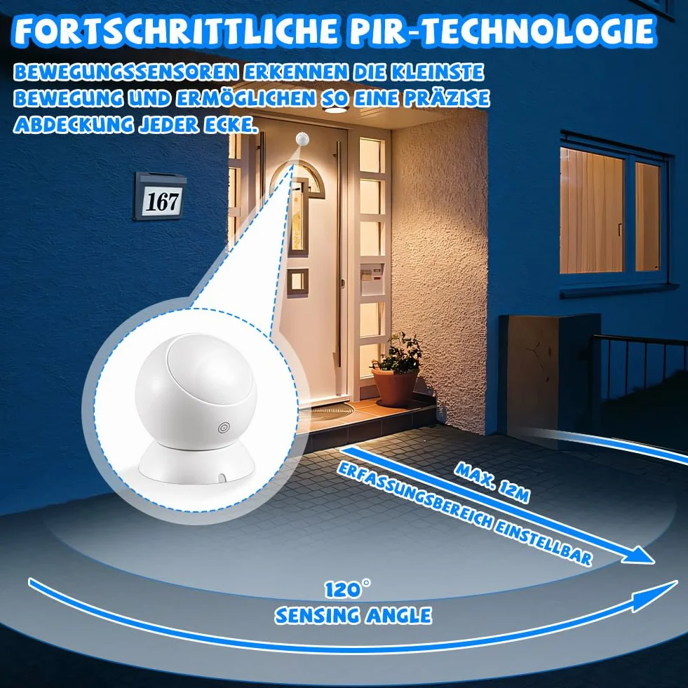 Joycabin Gniazdo z czujnikiem ruchu, bezprzewodowy czujnik ruchu PIR na podczerwień z timerem, automatyczne włączanie/wyłączanie lamp i urządzeń do użytku wewnątrz i na zewnątrz, pomieszczenia