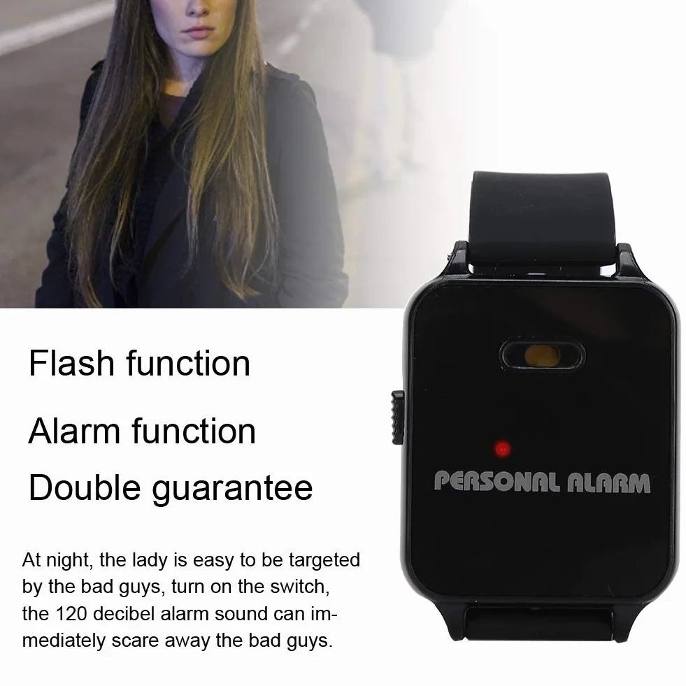 Alarm na nadgarstek, osobisty alarm na nadgarstek do biegania na zewnątrz z migającym światłem, alarm bezpieczeństwa z migającym światłem, do biegania na zewnątrz, samoobrona, alarm na nadgarstek dla
