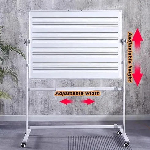 122 cm x 91 cm magnetyczna tablica suchościeralna na kółkach, dwustronny uchwyt na muzykę, idealny do klasy, biura lub użytku domowego, łatwa mobilność i wszechstronny wyświetlacz