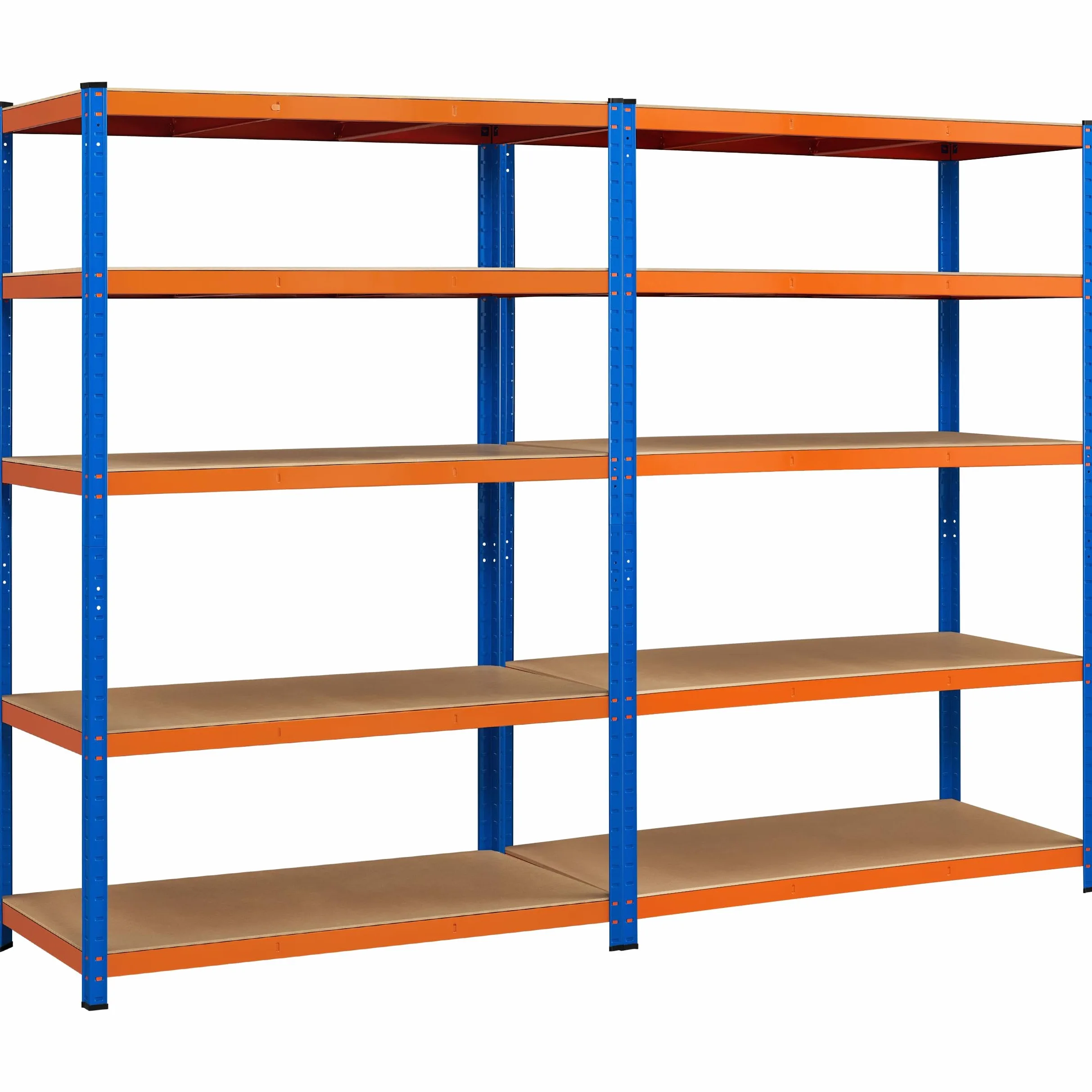 Yaheetech 2 x regał magazynowy 180 x 120 x 60 cm, regał do piwnicy, 875 kg, regał wtykowy, niebieski, 5 płyt MDF, regał warsztatowy, do dużych obciążeń, pomarańczowy, niebieski