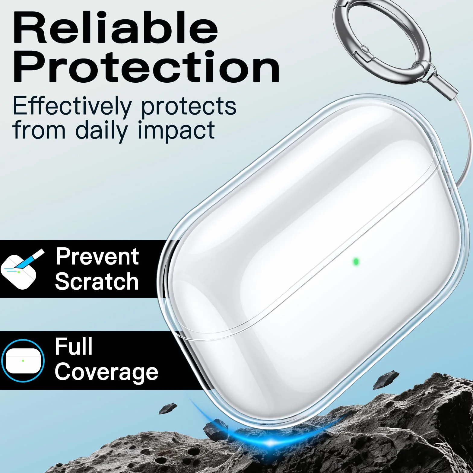 JETech Przezroczysty Etui Osłona dla AirPods Pro 3 (2025) z Brelokiem, Wysoce Przejrzysty Miękki TPU, Odporny na Wstrząsy Ochronny (Przezroczysty)