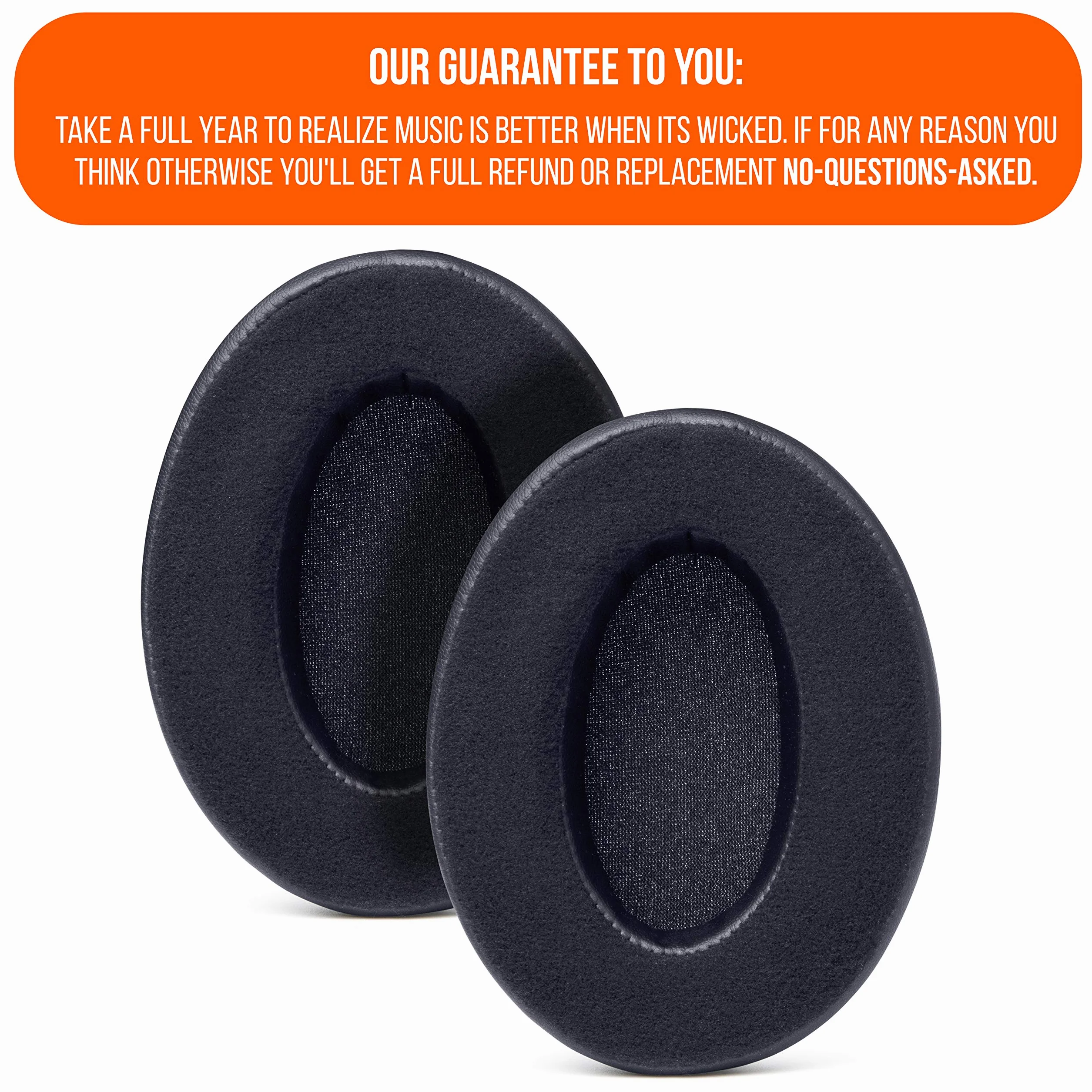WC PadZ Velour - Ultimate Upgraded Earpads by Wicked Cushions - Kompatybilne z Audio Technica, HyperX, SteelSeries Arctis & More - Extra Thick - Bigger Opening - Softer Memory Foam | (Black)