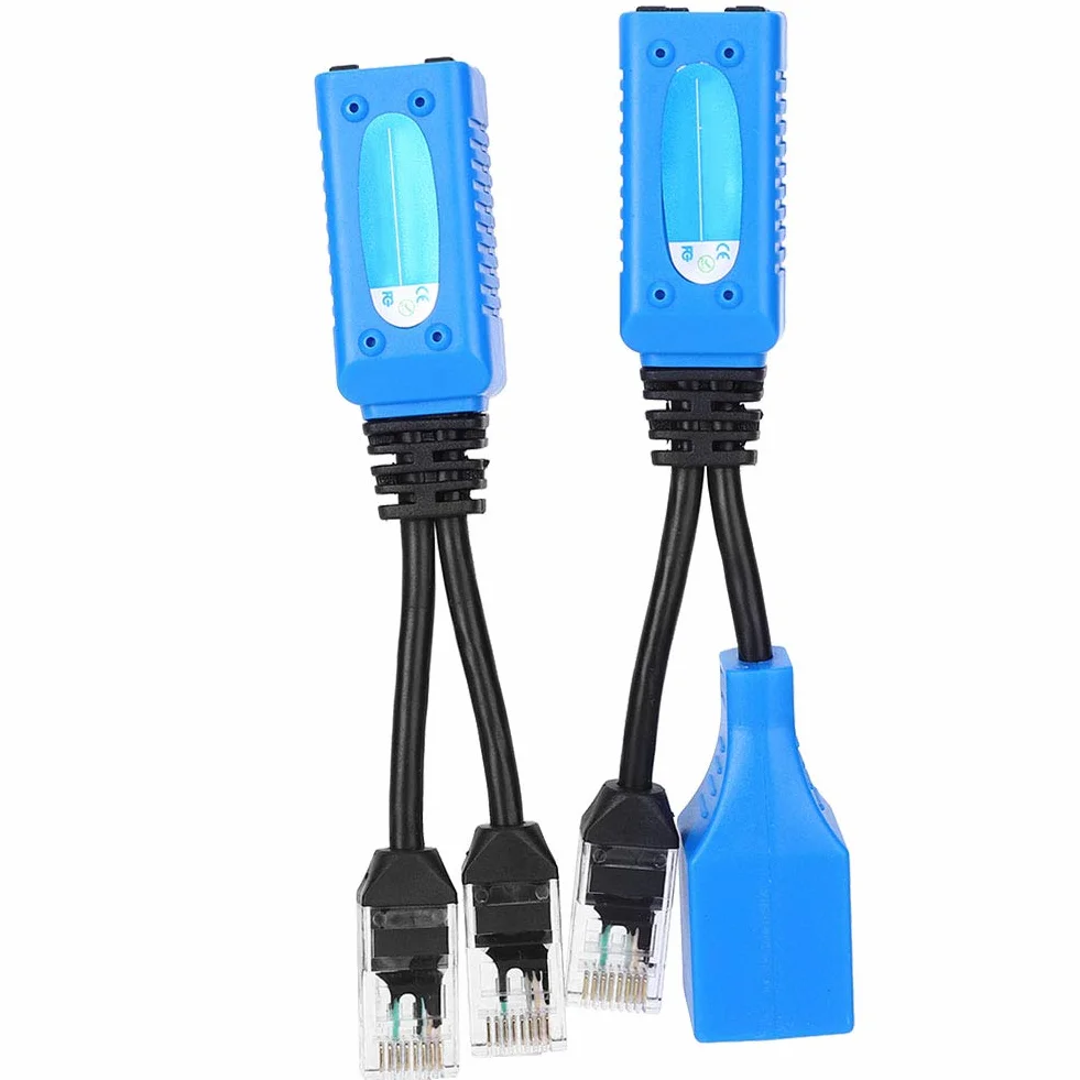 Rozdzielacz Zasilania Poe Rozdzielacz Ethernet 17 × 9 × 3 2 szt. Rozdzielacz Rj45 Łącznik Poe Adapter Złącza Zestaw Kabli Zasilających