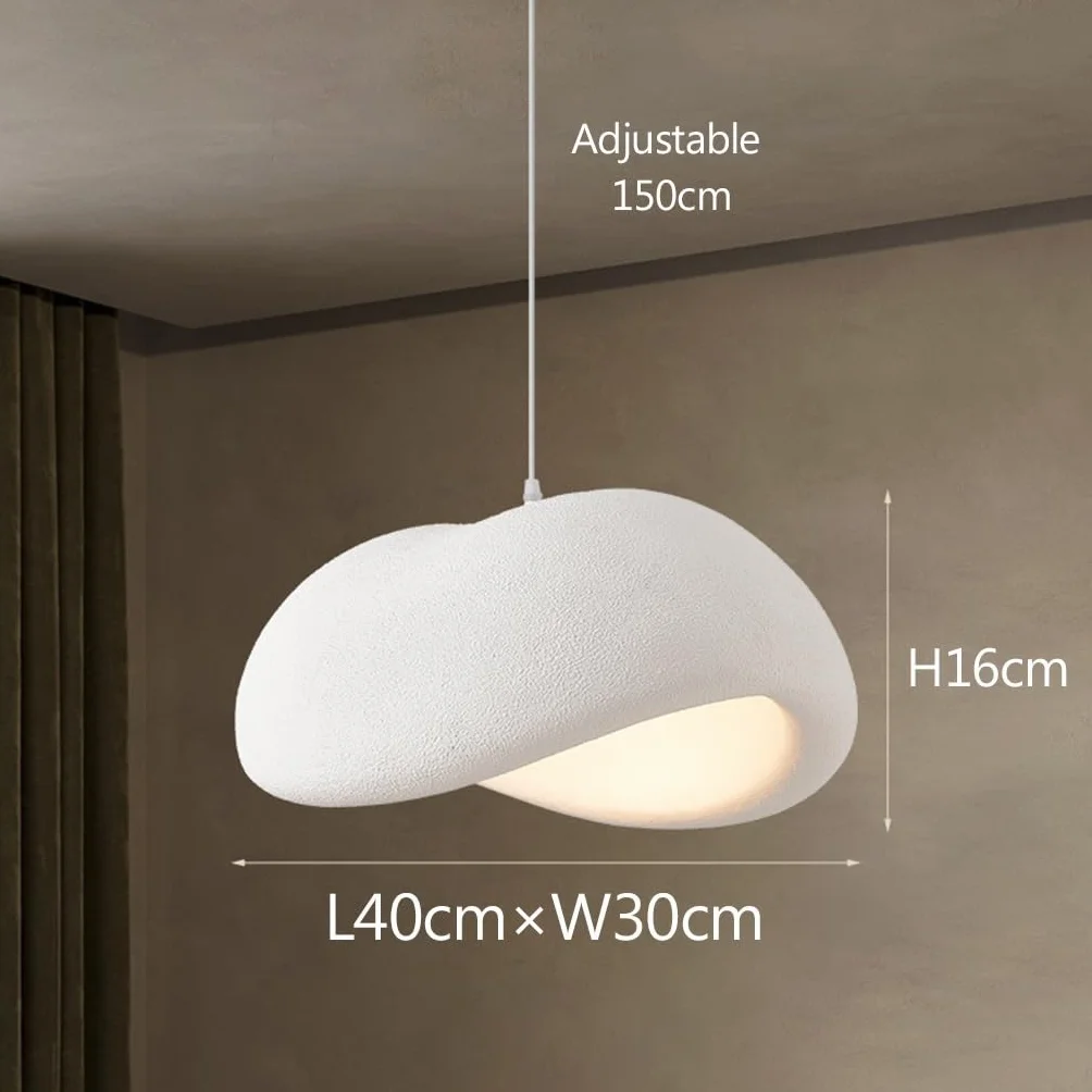 Lampa Wisząca Wabi-Sabi E27 Nowoczesny Japoński Styl Regulowana Wysokość Do Stołu Jadalnianego, Salonu, Sypialni, Kuchni, Kawiarni, Korytarza - Białe Gniazdo Ptaka Kreatywny Żyrandol(40cm)