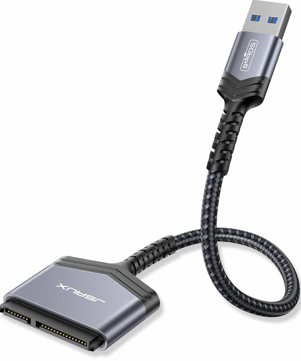 JSAUX Adapter SATA na USB do dysków twardych 2,5 cala SSD i HDD, USB 3.0 do SATA III, nylonowy kabel [obsługuje UASP], kompatybilny z Windows, MacOS, ChromeOS, Linux, szary