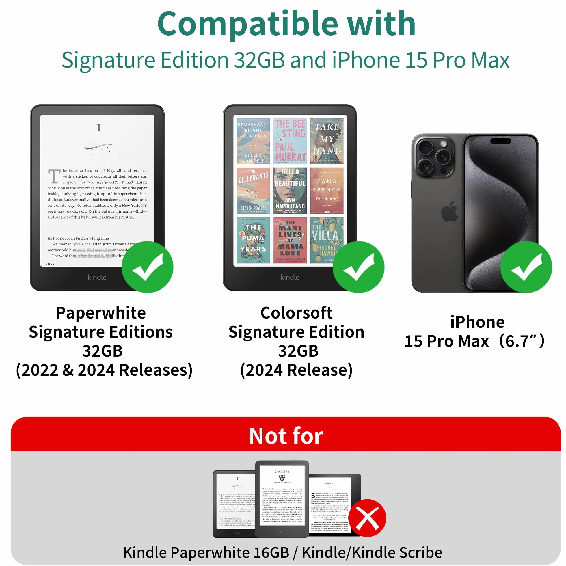 Bezprzewodowa stacja ładująca do Kindle Paperwhite Signature Editions 2022 2024, Colorsoft Signature Edition, składana podstawka