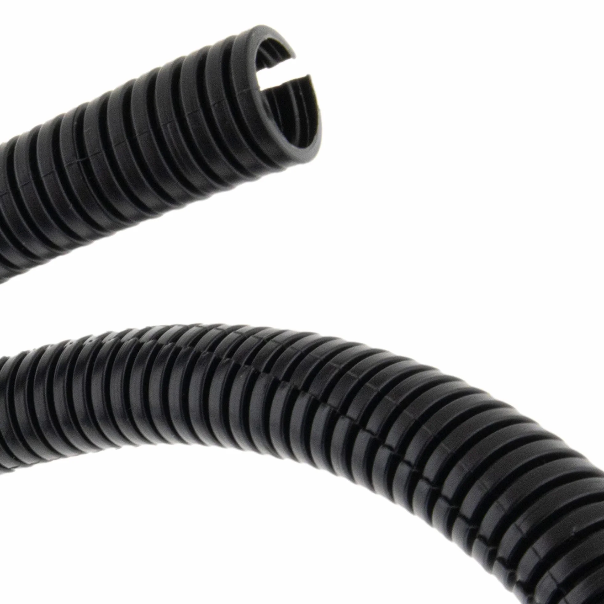 SeKi Elastyczna rura falista, średnica wewnętrzna 12 mm, 2 metry, szczelina, otwarta, ochrona przed kunami, pusta rura, osłona kabla - czarna, Ø 12 mm, wewnętrzna