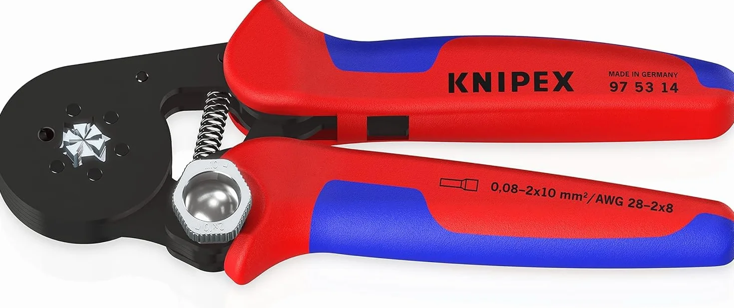 KNIPEX Samonastawne szczypce do zagniatania tulejek kablowych z ładowaniem bocznym z osłonkami wielokomponentowymi 180 mm, 97 53 14