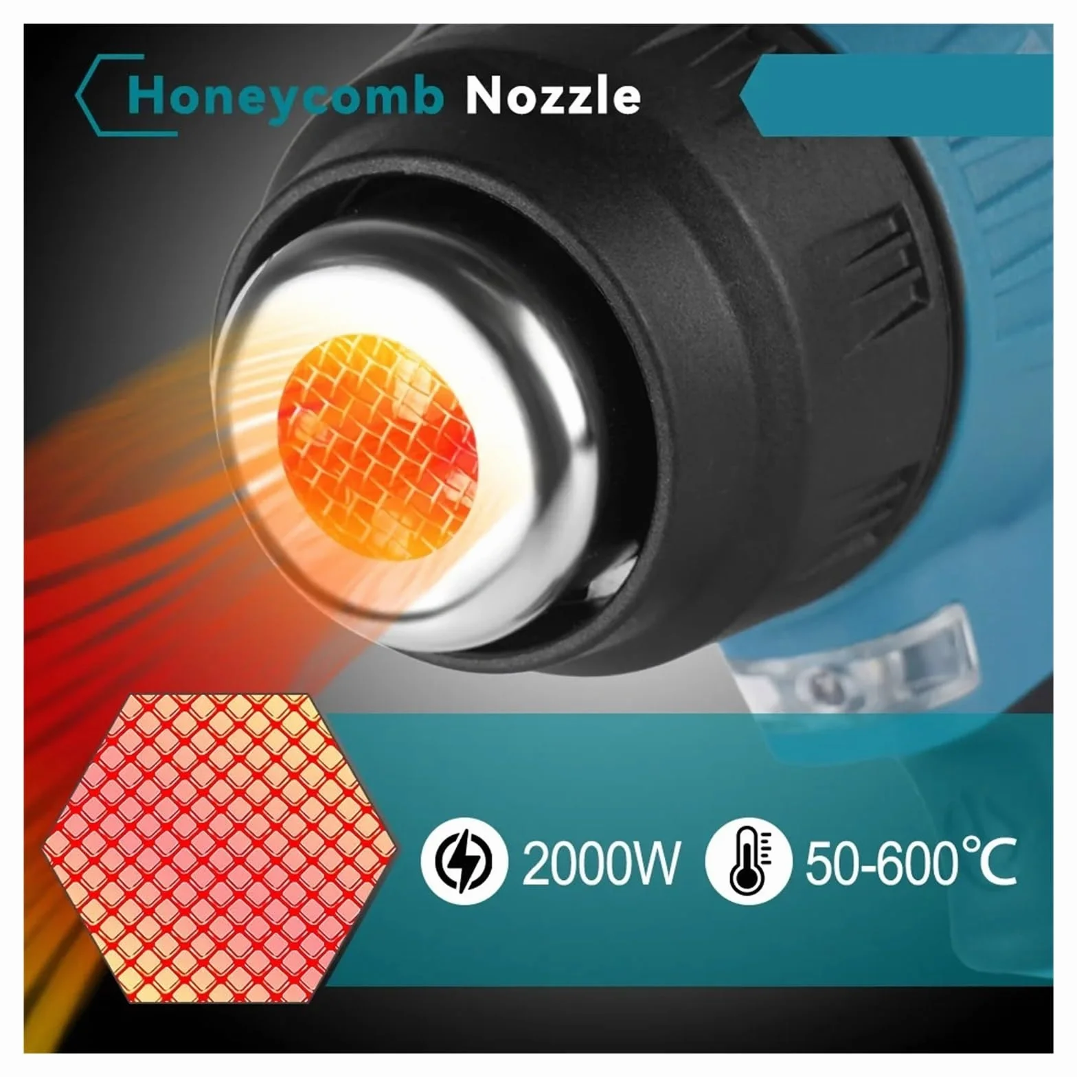Opalarka Elektryczna Opalarka 2000W Bezprzewodowa Ręczna Wiatrówka Z 3 Dyszami Przemysłowa Domowa Suszarka Do Włosów Na Akumulator 18V Do obkurczania PCV, rękodzieła, usuwania farby, fo(1 Battery)