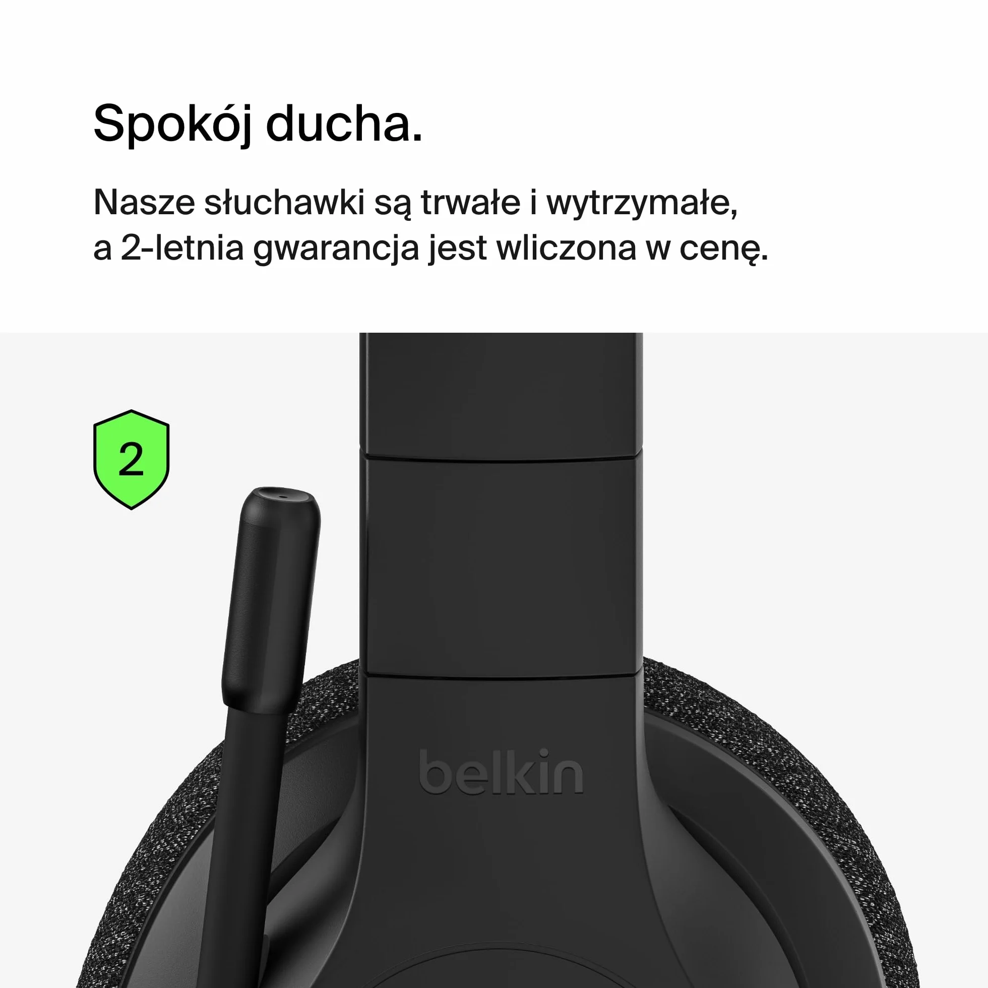 Belkin SoundForm Adapt Bezprzewodowe Słuchawki Bluetooth Nauszne z Mikrofonem, Multipoint, 65h Baterii, ENC