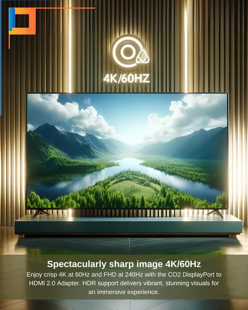 CO2 Adapter DisplayPort DP do HDMI 2.0 4K/60Hz 2K/240Hz Dynamic HDR DSC HDCP 2.2 18 Gb/s Aluminium Space Gray