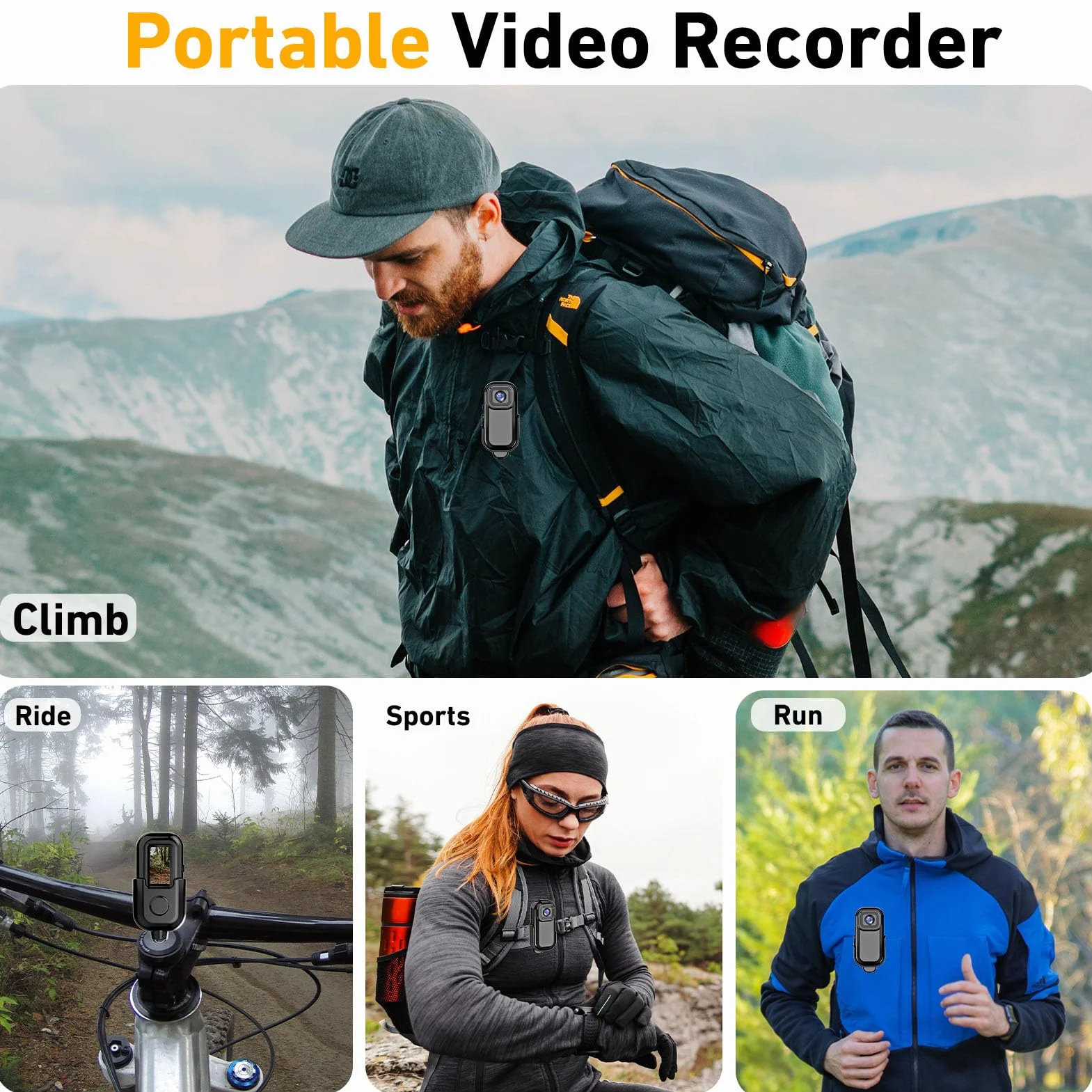 Mini kamera na ciało 1080P, odporna na wstrząsy sportowa wbudowana WiFi, bateria 500 mAh i gwint 1/4