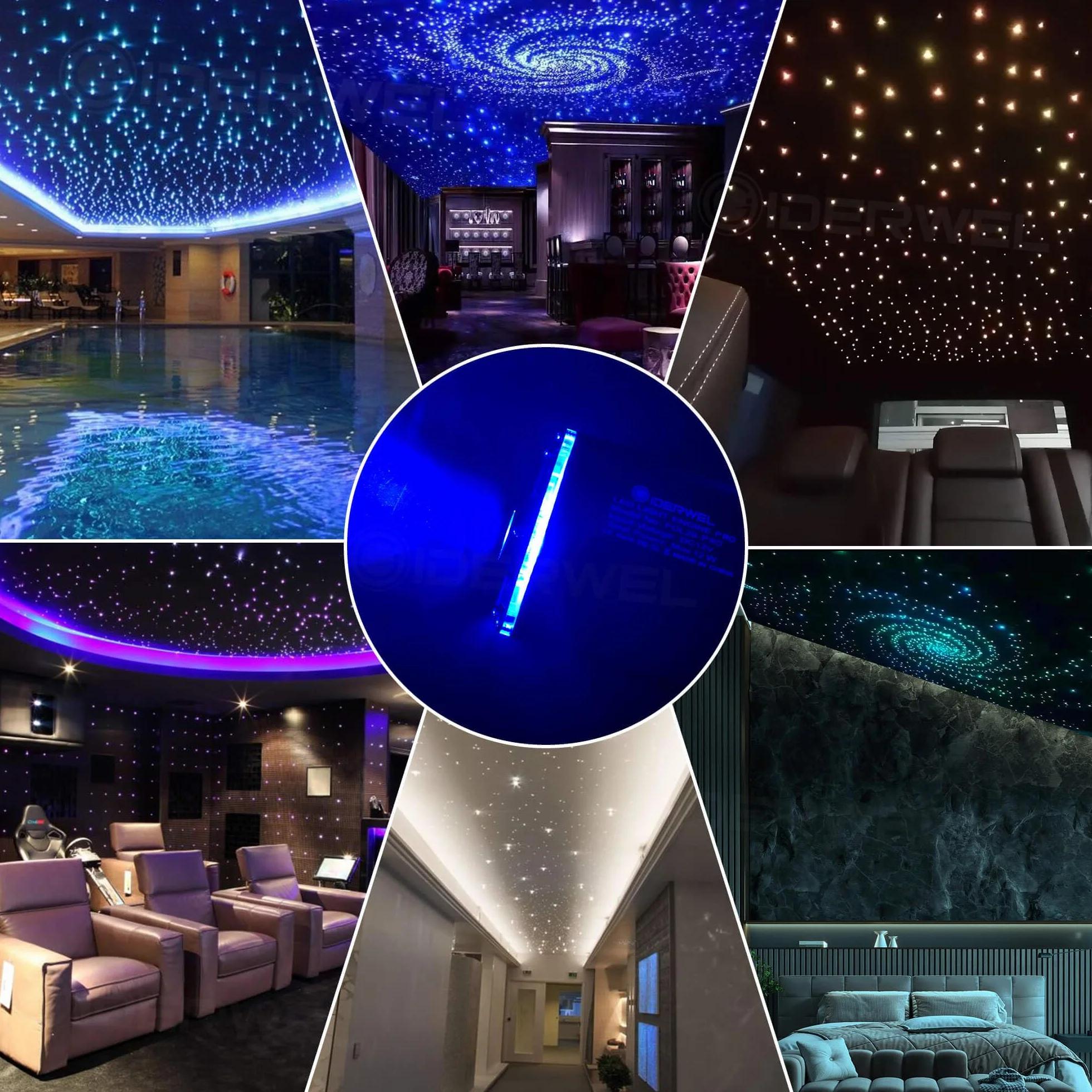 Twinkle Światłowodowe światła gwiazdy, zestaw inteligentnej aplikacji/zdalnego/aktywowanego dźwiękiem silnik światła LED RGBW, 450 szt. 3 m (0.1 cm + 0.1 cm) mieszanka włókien do oświetlenia