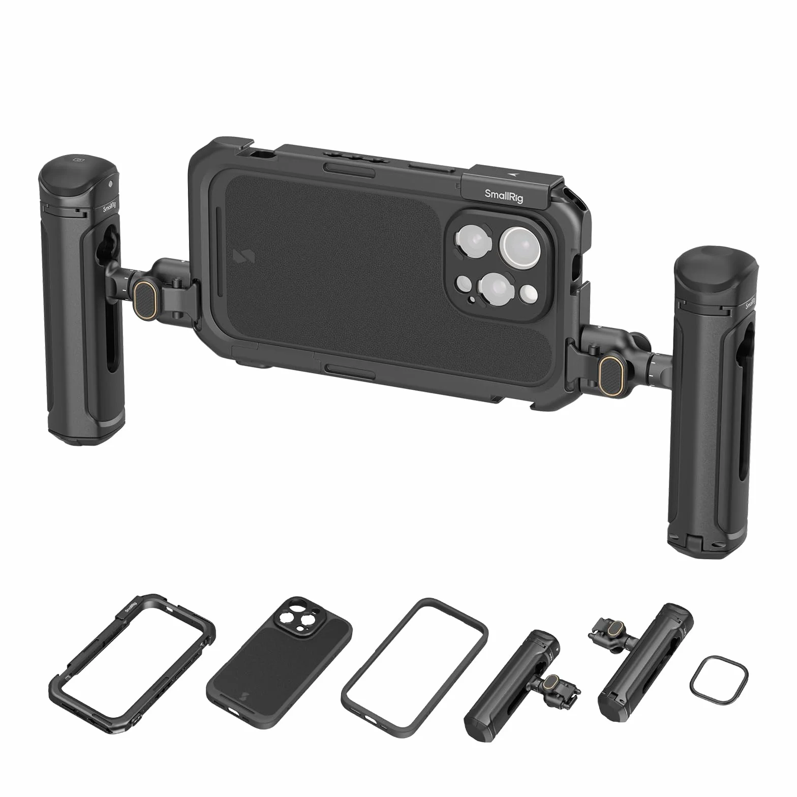 SMALLRIG Phone Video Cage Dual Handheld Kit do iPhone 16 Pro, Phone Rig z bezprzewodowym uchwytem bocznym Quick Release 5007