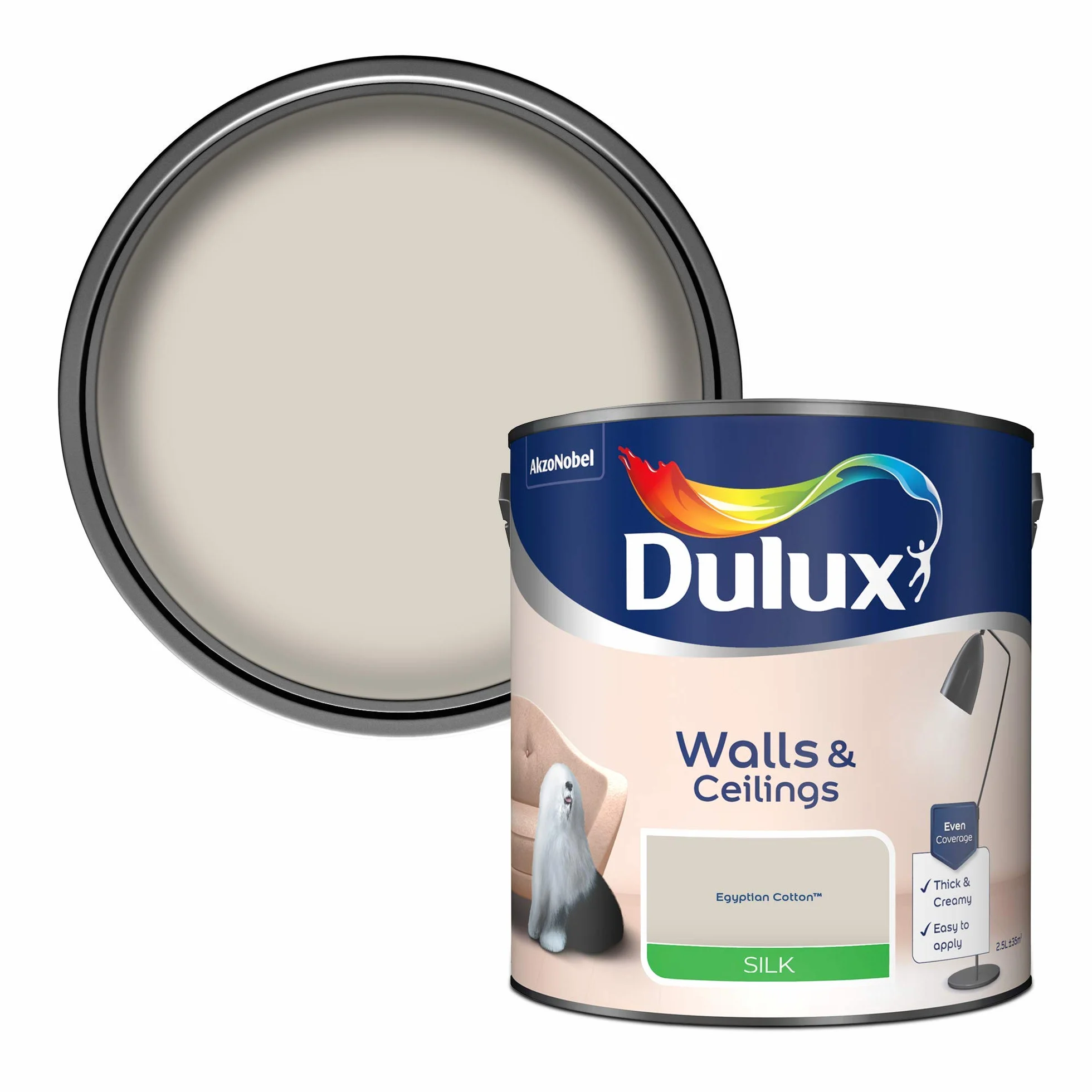 Dulux Farba emulsyjna jedwabna do ścian i sufitów - bawełna egipska 2,5 l