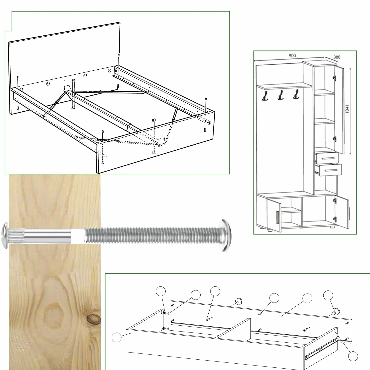 Pyroclasia 30 sztuk śrub meblowych M6, 65-76 mm, gwintowane i tulejowe, stali niklowanej, do szafek i mebli, krzyżakowe, głowica tarczy, klasa 5, metaliczny, 1 sztuk
