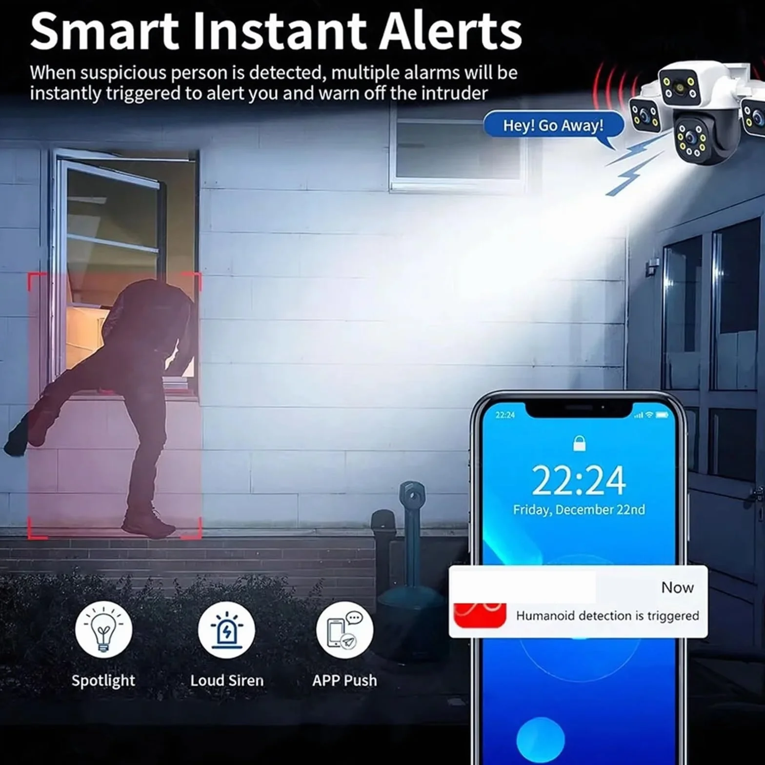 Kamera IP WiFi 6 MP, 3 obiektywy, ekrany, 10-krotny zoom, detekcja AI, automatyczne śledzenie, bezprzewodowa zewnętrzna kamera do monitoringu CCTV,Spokój ducha zawsze(Camera Add 32G SD)