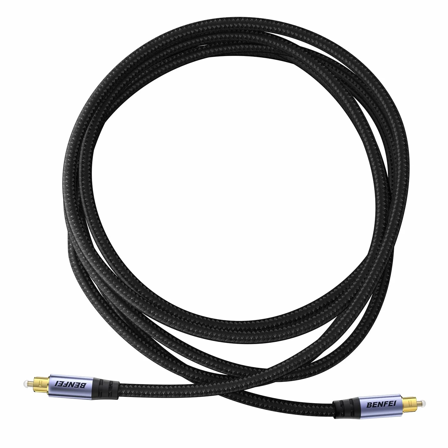 BENFEI Kabel audio optyczny Toslink 2M, przewód światłowodowy S/PDIF [pleciony, pozłacane złącza, klasa CL3] do soundbara/telewizora/PS5/PS4/Sonos, Xbox Series X/S, kina domowego