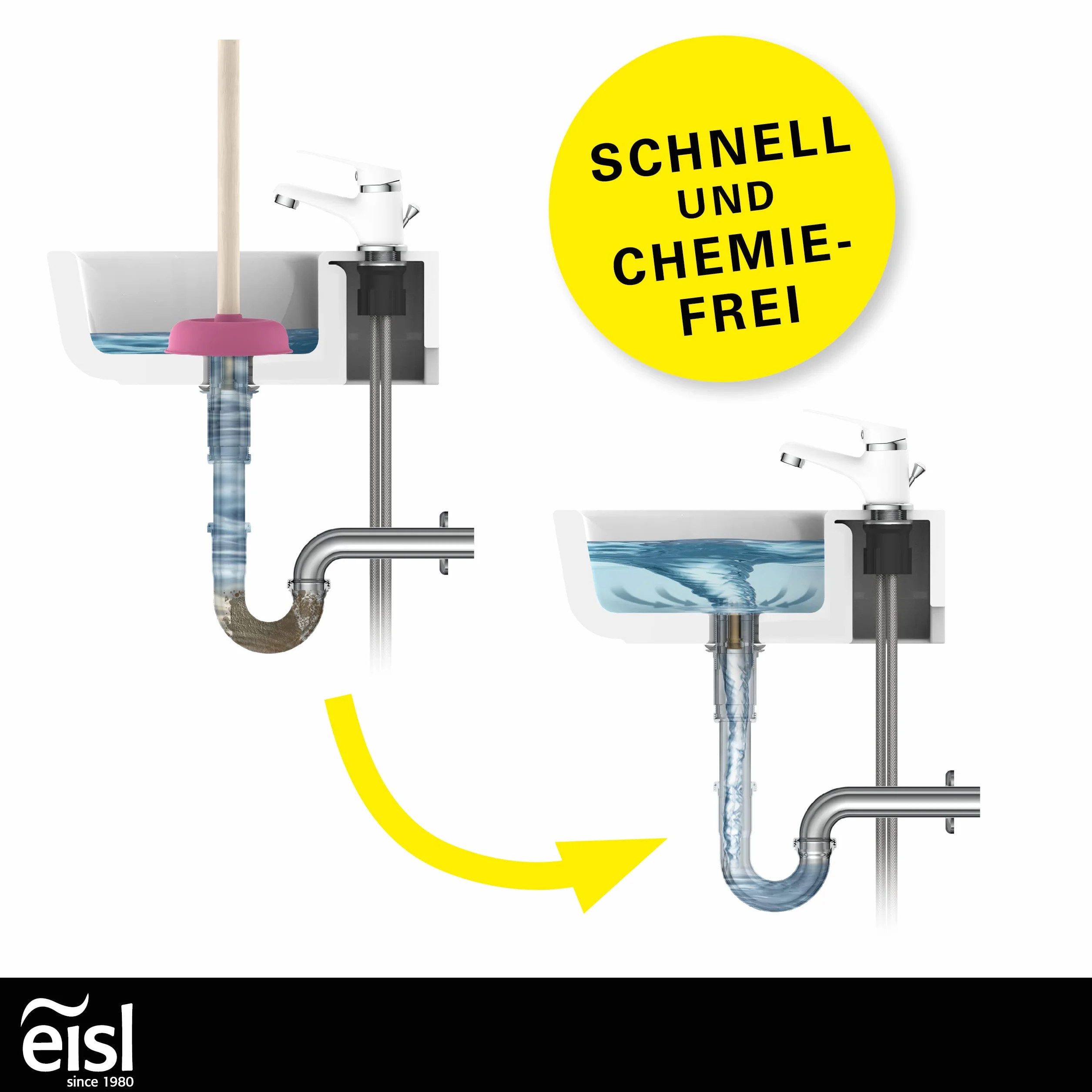 EISL Różowy kolorowy przepychacz, kolorowy dzwonek ssący do zatkanej toalety, odpływu, umywalki, prysznica, różowa miska WC do czyszczenia bez chemii, środek do czyszczenia odpływów w przypadku