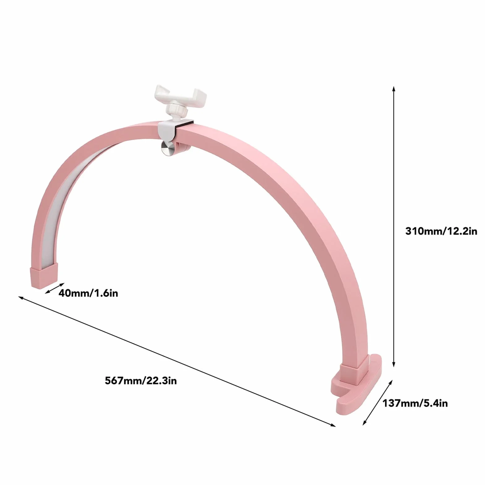 22-calowa Lampka LED do Manicure Half Moon Beauty z Klipsem do Telefonu, Biurkowa do Paznokci 20 W 3200–5600 K 1500 Lm, Lampka na Biurko do Tatuażu Lash Tech, do
