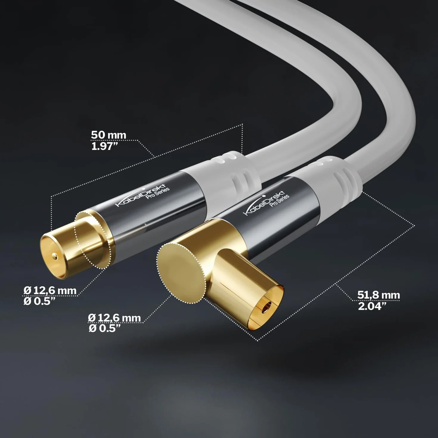 KabelDirekt – Kabel Antenowy 4K, koncentryczny – 90° kątowy/prosty – 1,5 m – Kabel TV cyfrowy/analogowy – Dostępny w 0,5-20 m (Kątowe gniazdo/prosty wtyk, do DVB-C/DVB-T/DVB-S, biały)