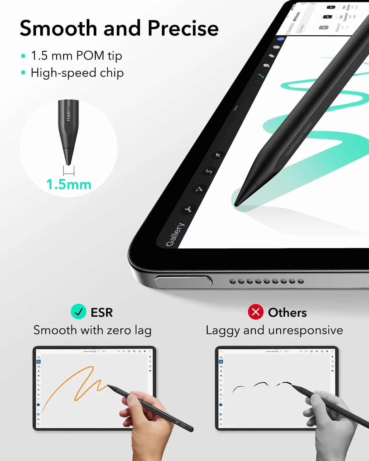 ESR Geo Digital iPad Pencil Findmy kompatybilny z Apple iPad 2018-2025, czarny