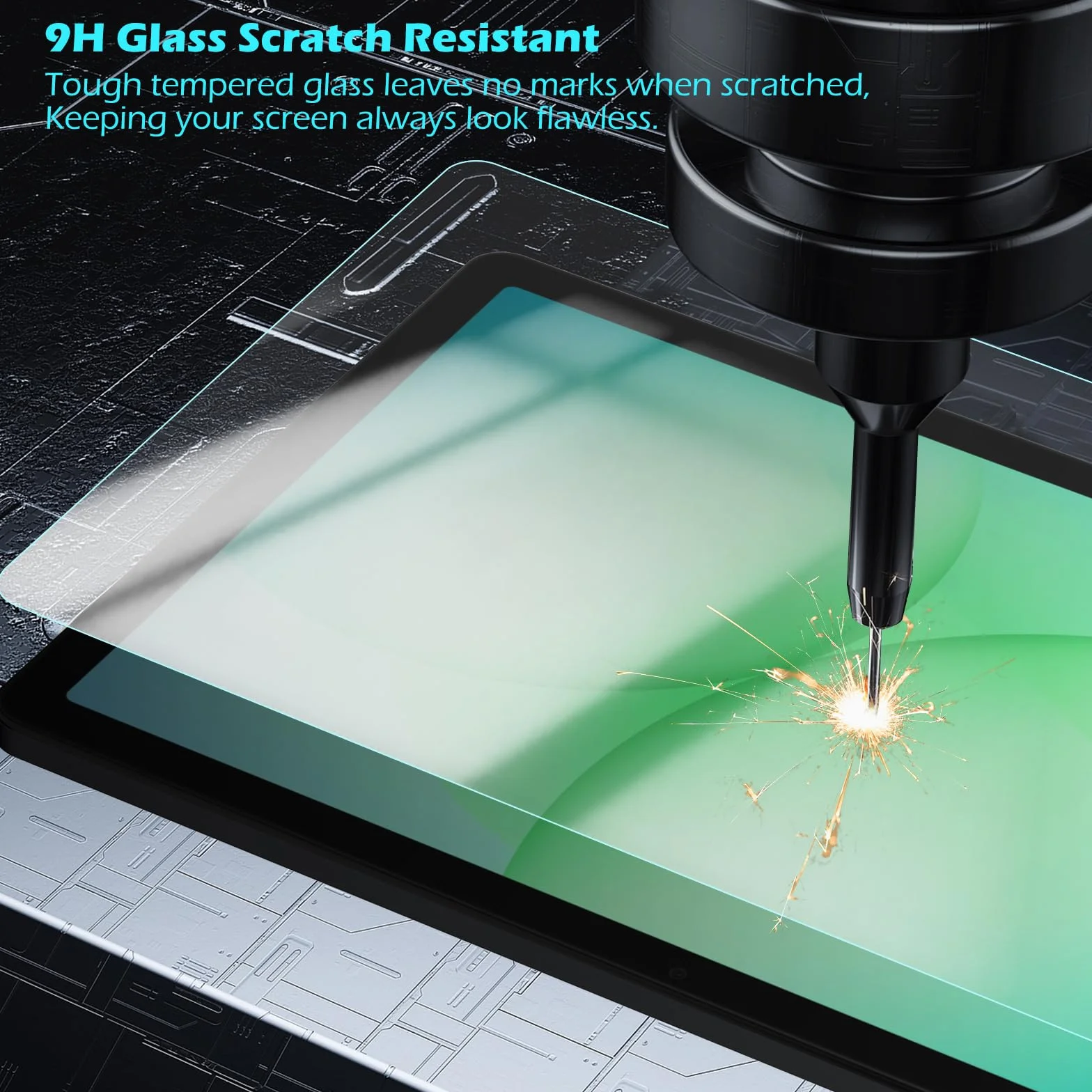 Hianjoo Ochraniacz ekranu kompatybilny z Samsung Galaxy Tab A11+/ Tab A9+ 27.9 cm, szkło hartowane z tacą montażową [czystość HD] [twardość 9] [odporne na zarysowania] [łatwa instalacja]