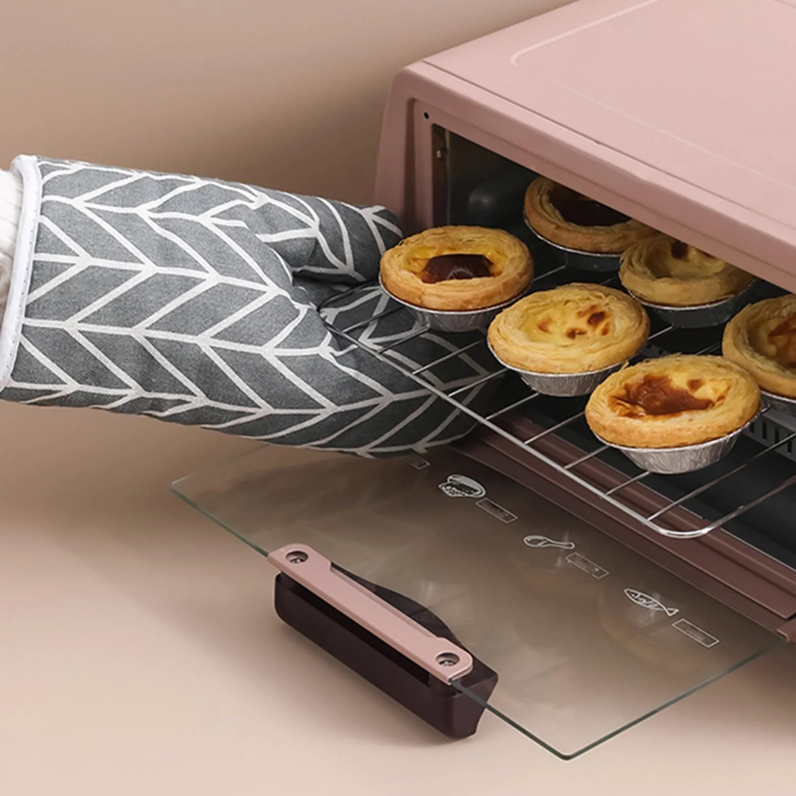 2 szt. termoizolacyjnych, antypoślizgowych rękawic do mikrofalówki, odpornych na wysokie temperatury, pieczenia w piekarniku, grillowania, gotowania i(2pcs Black Lattice)