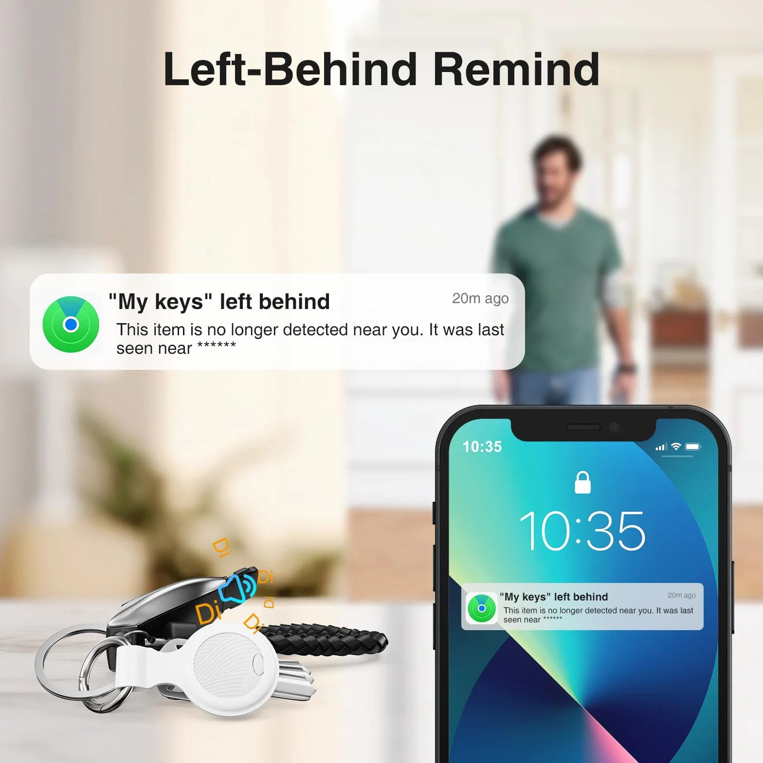 Lokalizator GPS - Smart Tag Bluetooth(Tylko iOS),Znajdź obiekty dla Zwierzak Domowy, dzieci, walizki, Bagażu, Wymienna Bateria, Biala